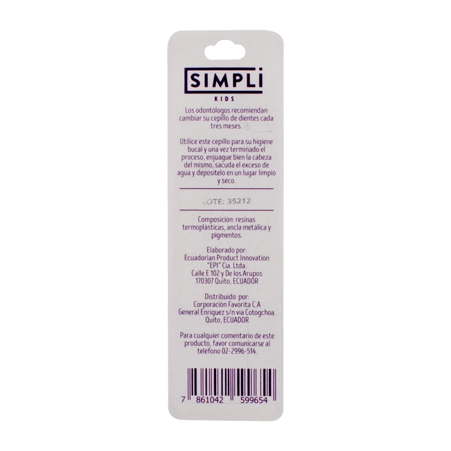Cepillo Dental Infantil Cerdas Medianas Cabeza Intercambiable + 1 Cabeza De Repuesto SIMPLI 1 Pack