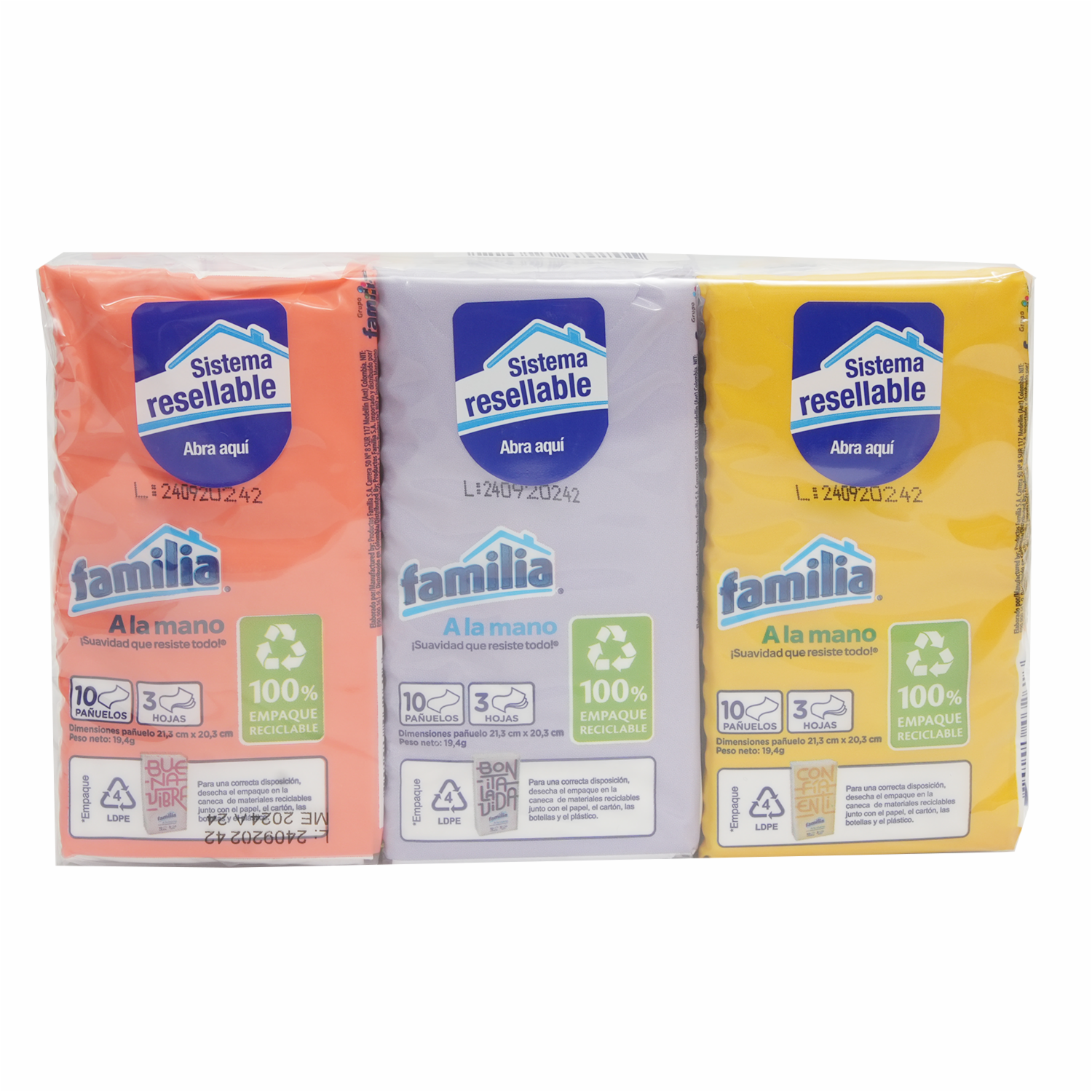 Pañuelos Desechables Faciales FAMILIA 3 x 10 Uds
