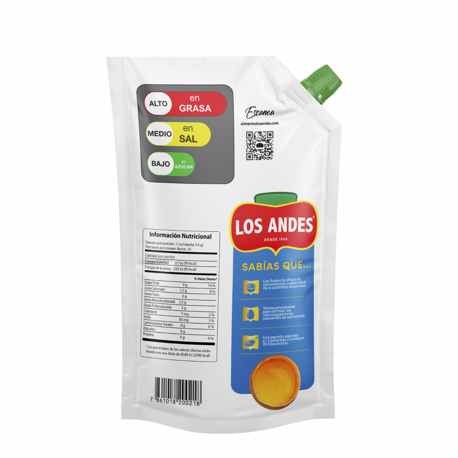 Mayonesa Natural Econopack LOS ANDES DoyPack 400 G