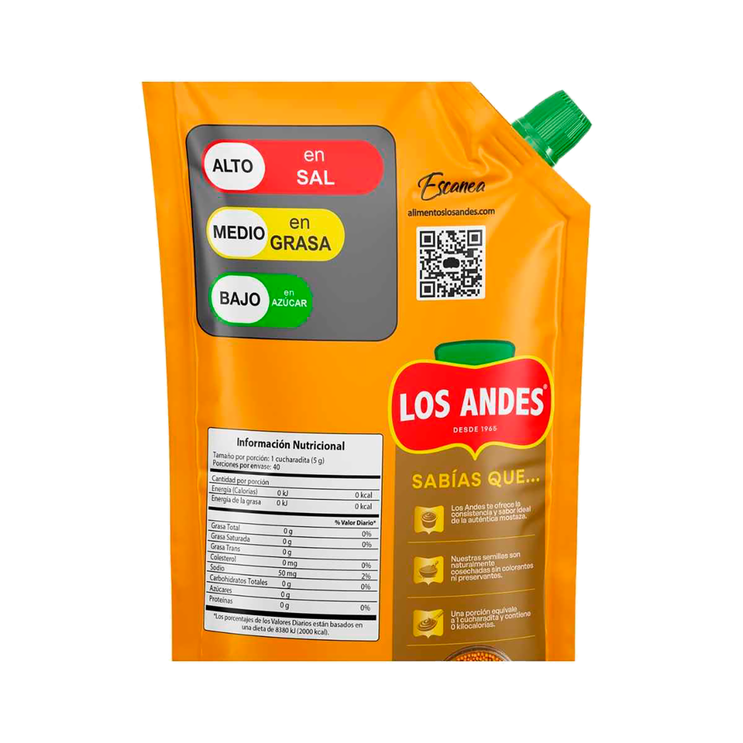 Mostaza Con Semillas Sin Gluten LOS ANDES 200 G