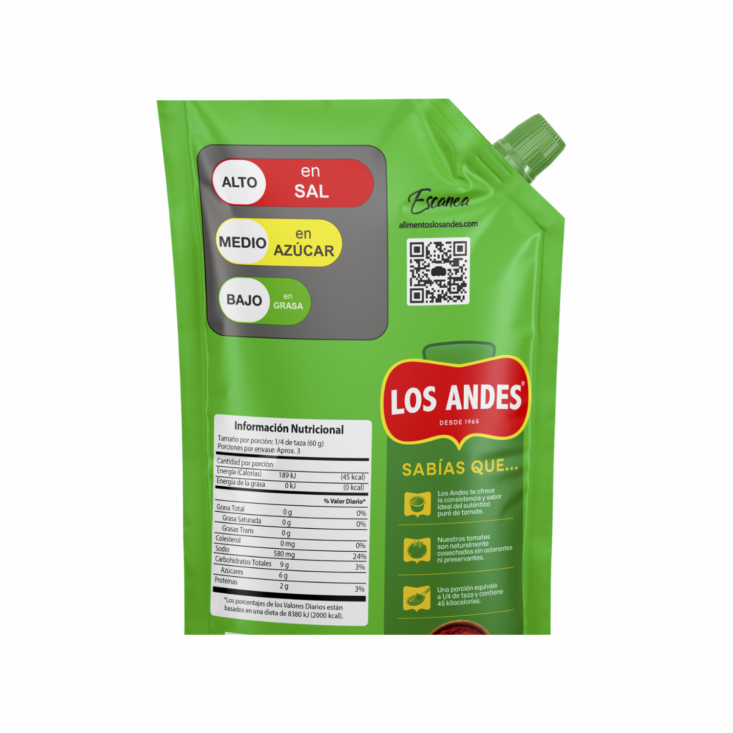Pure De Tomate Sin Preservantes LOS ANDES DoyPack 200 G