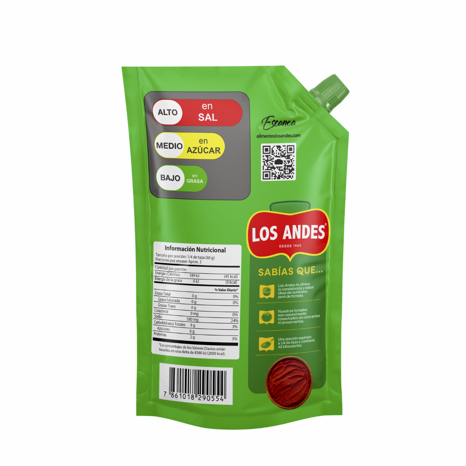 Pure De Tomate Sin Preservantes LOS ANDES DoyPack 200 G