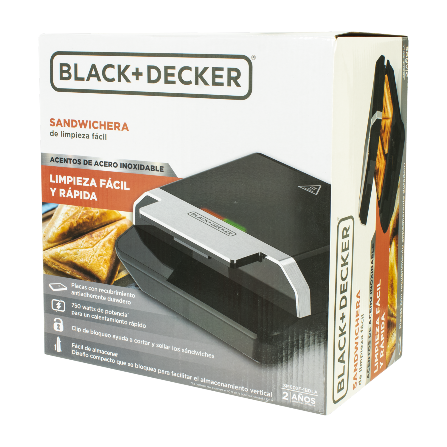 Sanduchera 750W SM602F-1BDLA BLACK & DECKER 2 Panes
