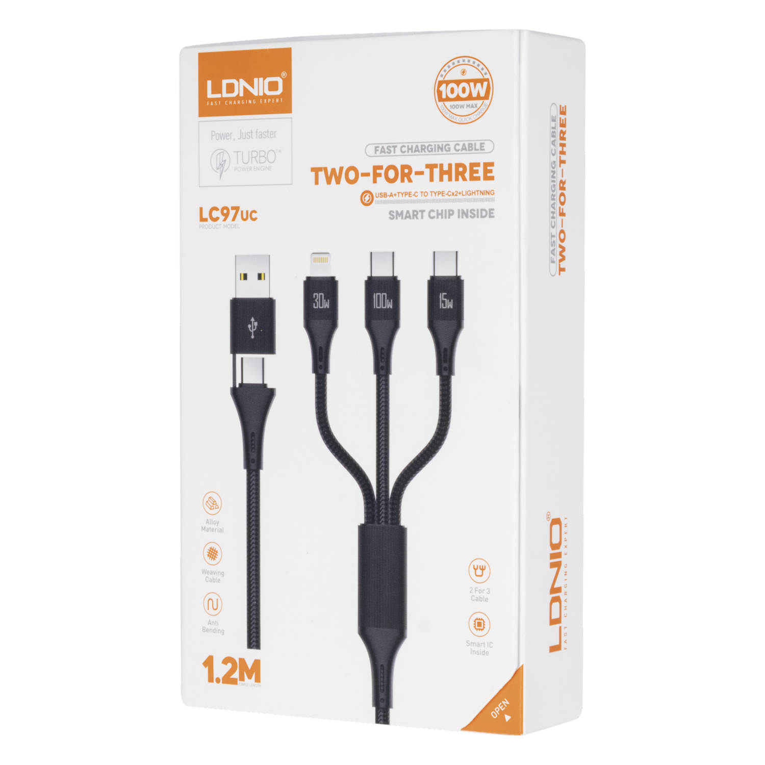 Cable Usb 3 En 1 LC97Uc 100 W LDNIO 1,2 M