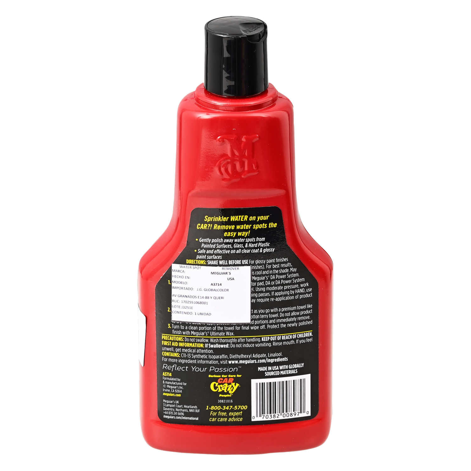 Eliminador De Gota Seca Water Spot  Removedor De Hongos Lluvia Acida En Vidrios  Pintura  Plásticos MEGUIAR’S 473 Ml