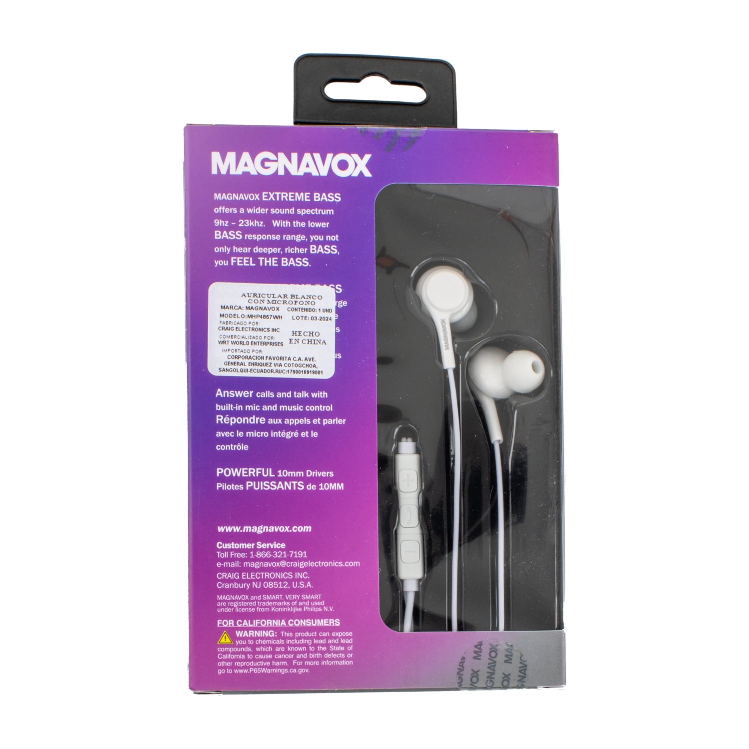Audífonos Extreme Bass MHP4857WH MAGNAVOX Con Cable