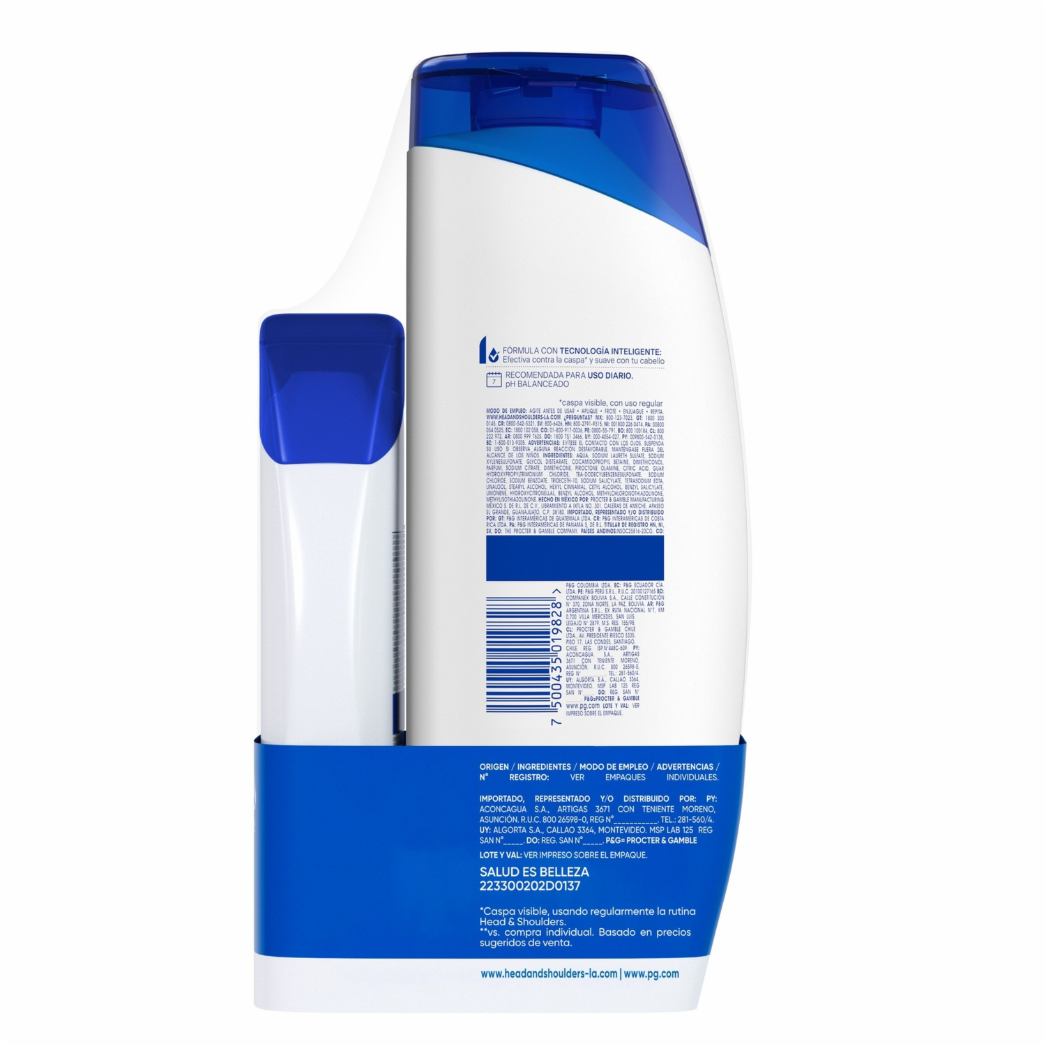 Shampoo De Cabello 2 En 1 Control Caspa Suave Y Manejable HEAD & SHOULDERS 555 Ml