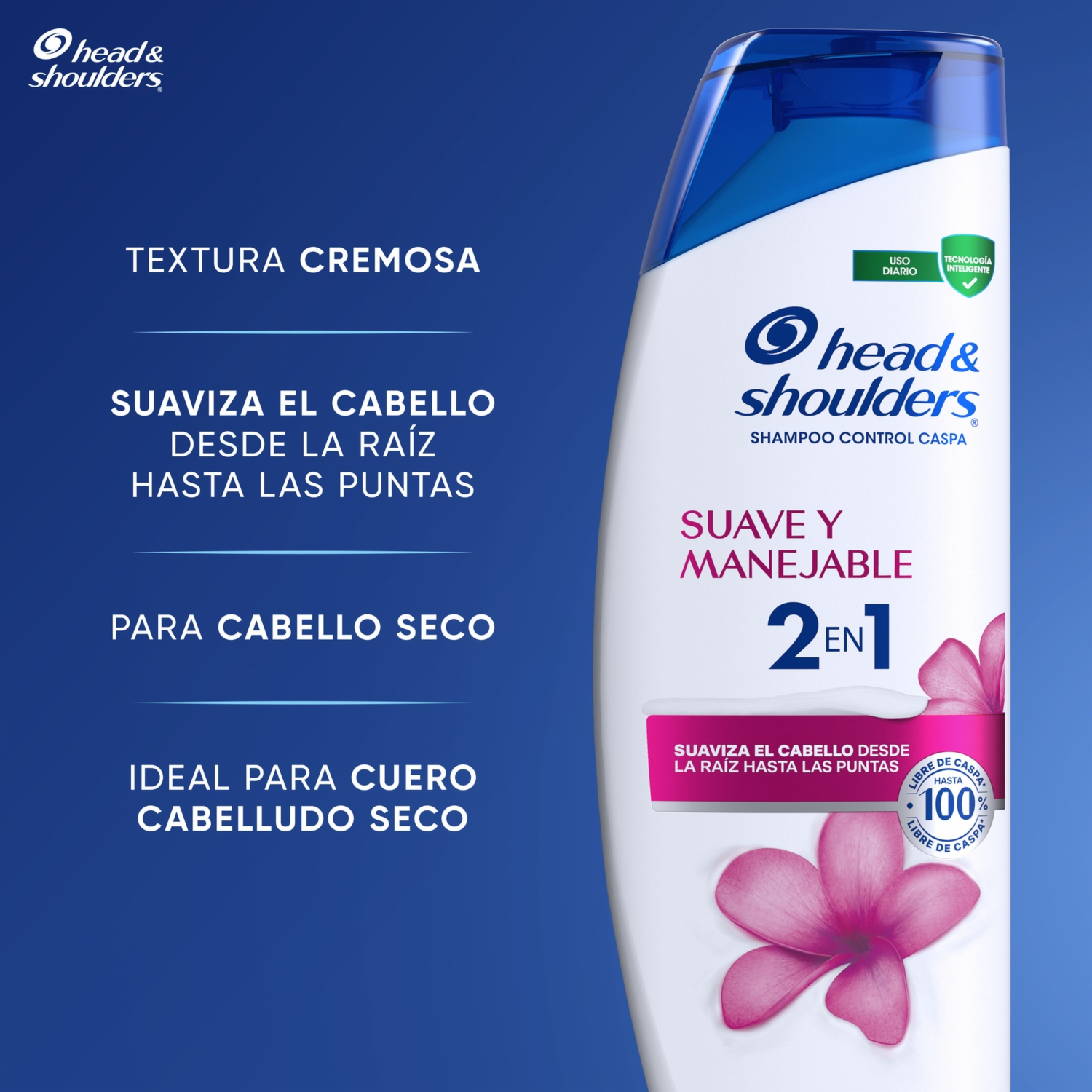 Shampoo De Cabello 2 En 1 Control Caspa Suave Y Manejable HEAD & SHOULDERS 555 Ml