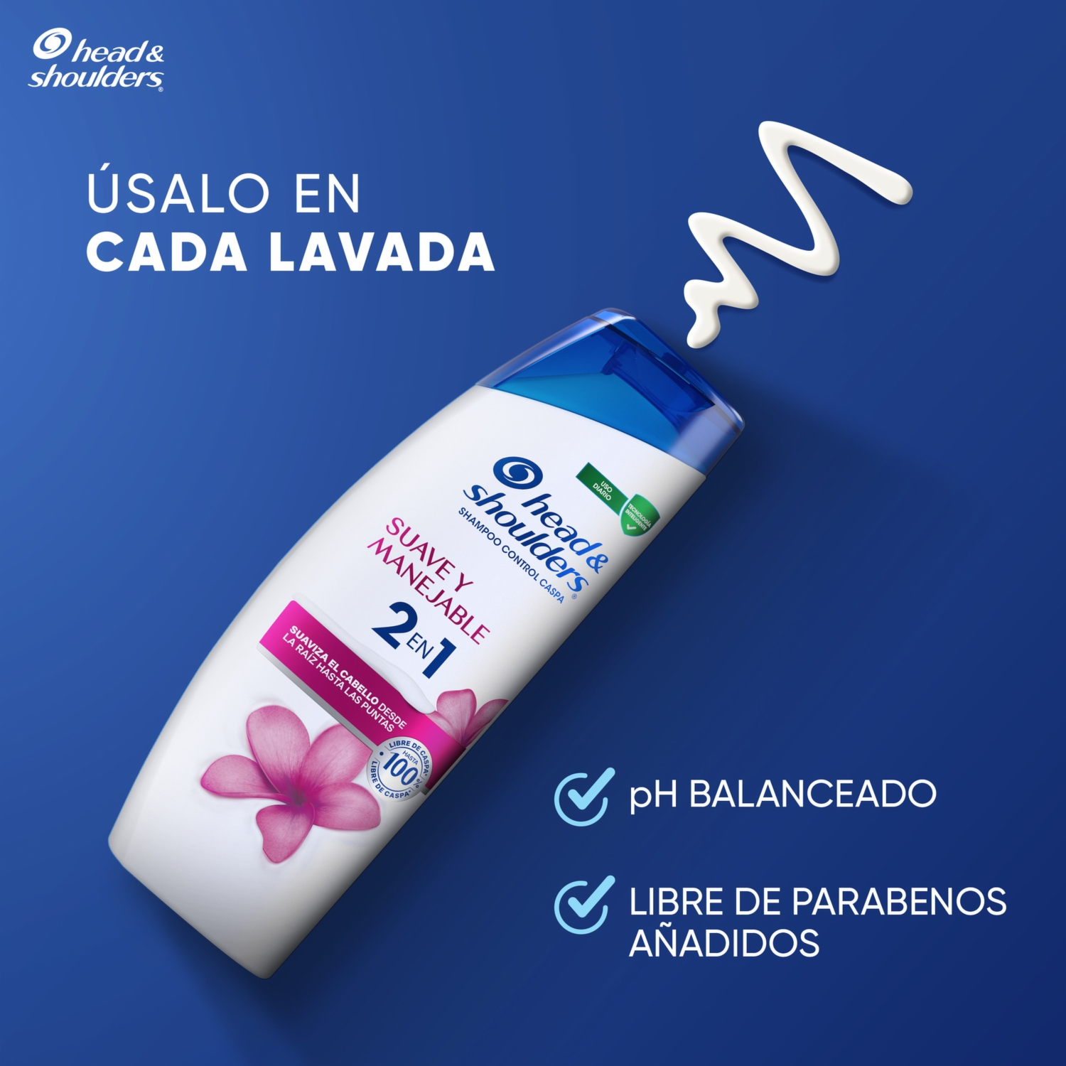 Shampoo De Cabello 2 En 1 Control Caspa Suave Y Manejable HEAD & SHOULDERS 555 Ml