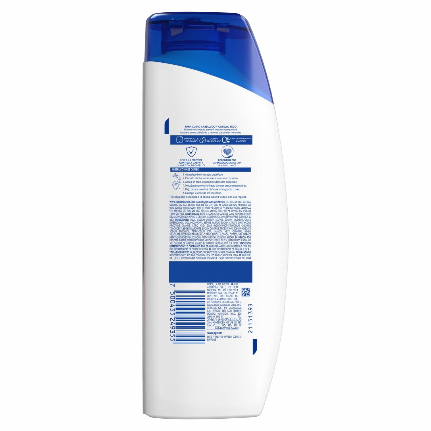 Shampoo De Cabello Anti-Resequedad Nutrición Diaria Miel Aceites Y Esenciales HEAD & SHOULDERS 180 Ml