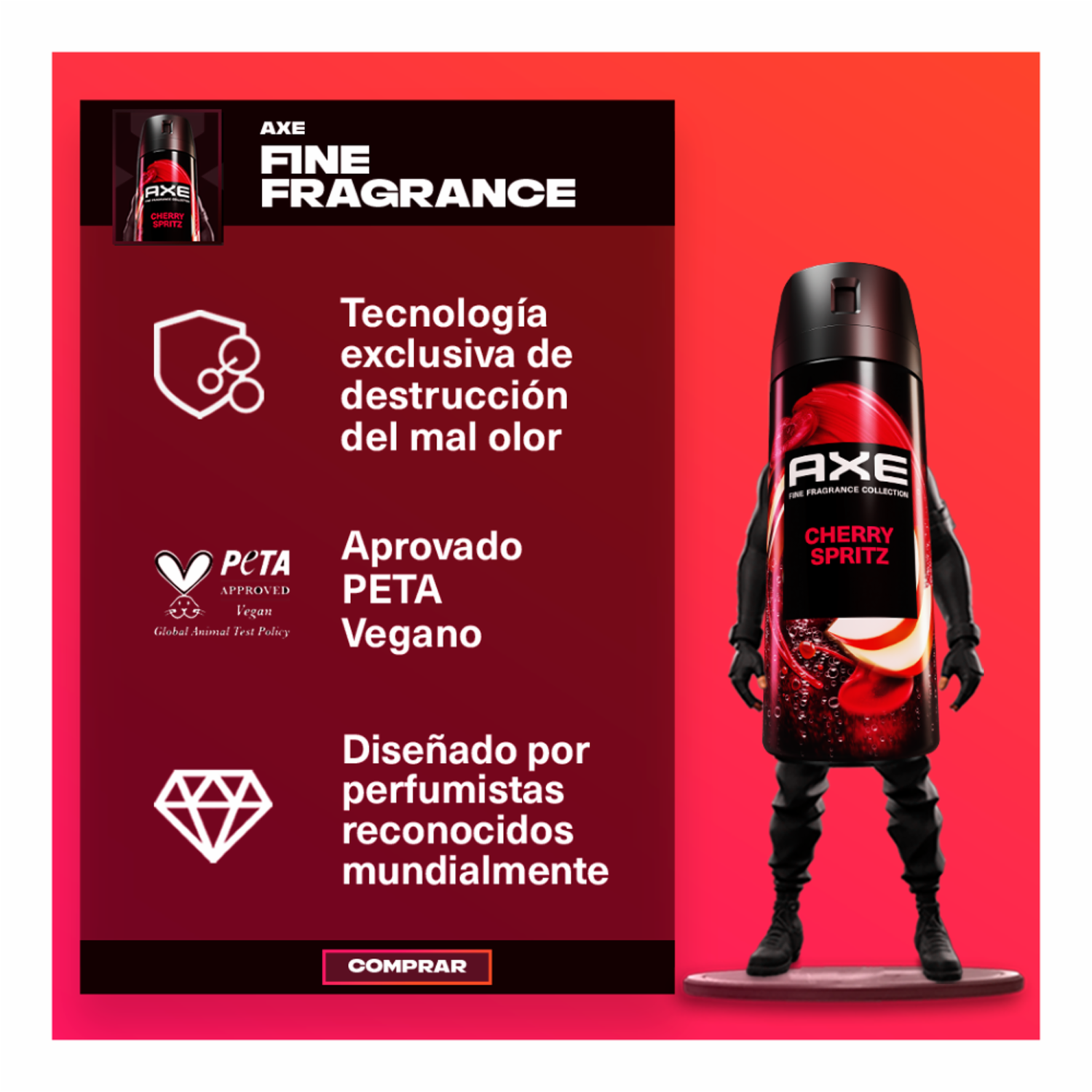 Desodorante En Aerosol Cherry Spritz Fine Fragrance AXE 150 Ml