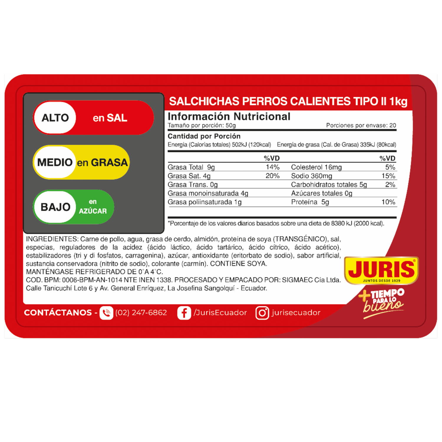 Salchichas Para Hot Dog JURIS 1000 G