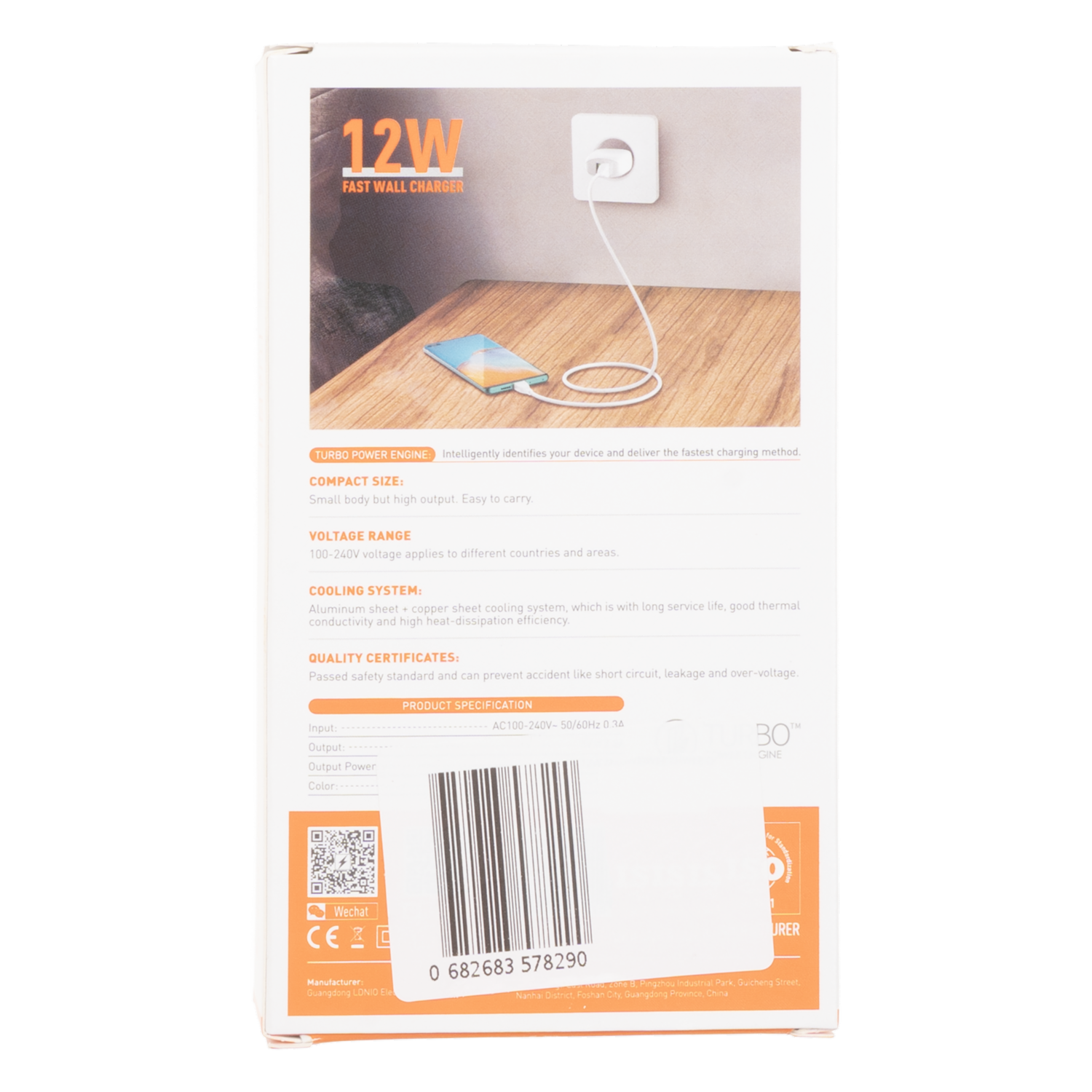 Cargador De Pared 2 Usb 2,4 A Carga Rápida Con Cable V8 A2219 LDNIO 12 W