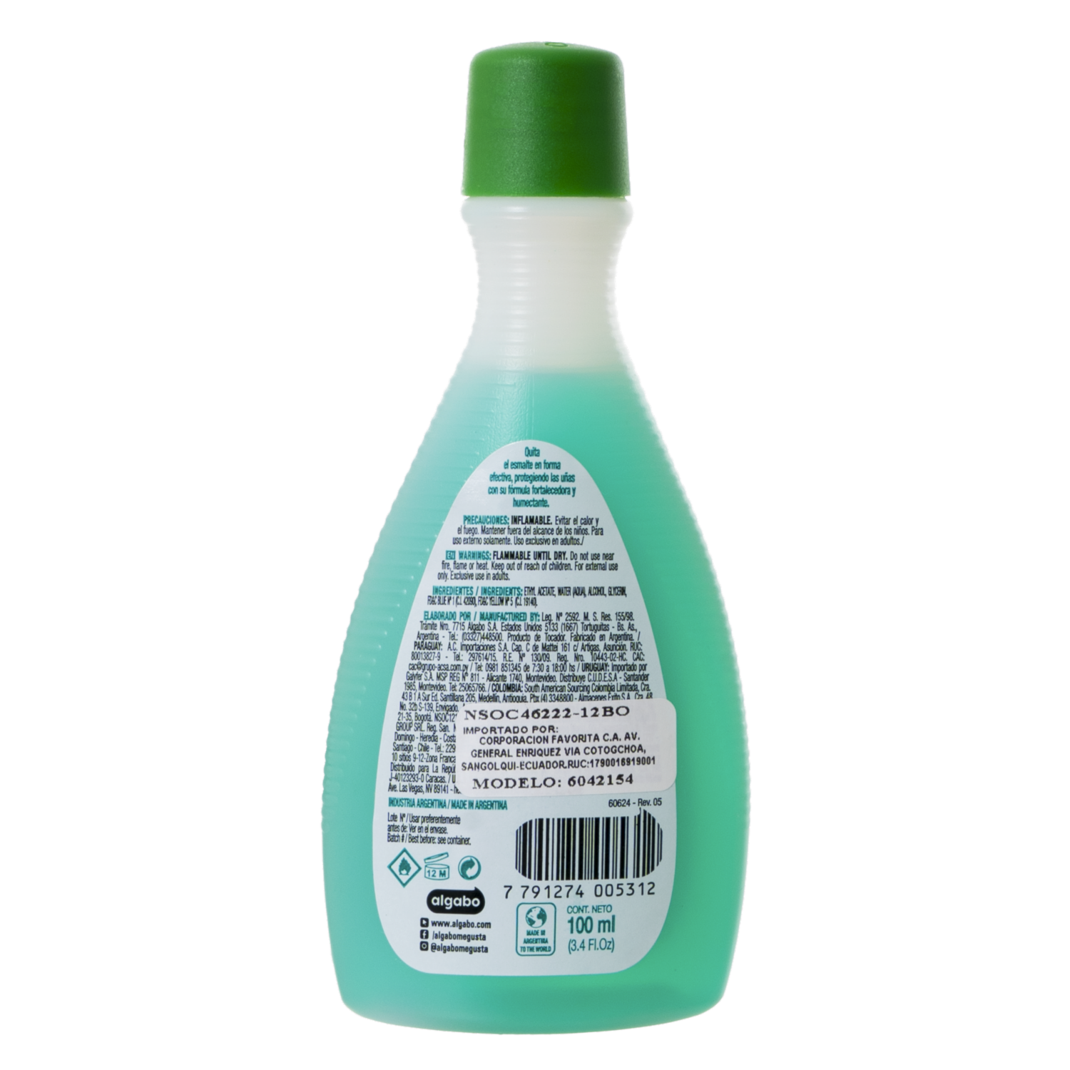 Quita Esmalte Humectante ALGABO 100 Ml