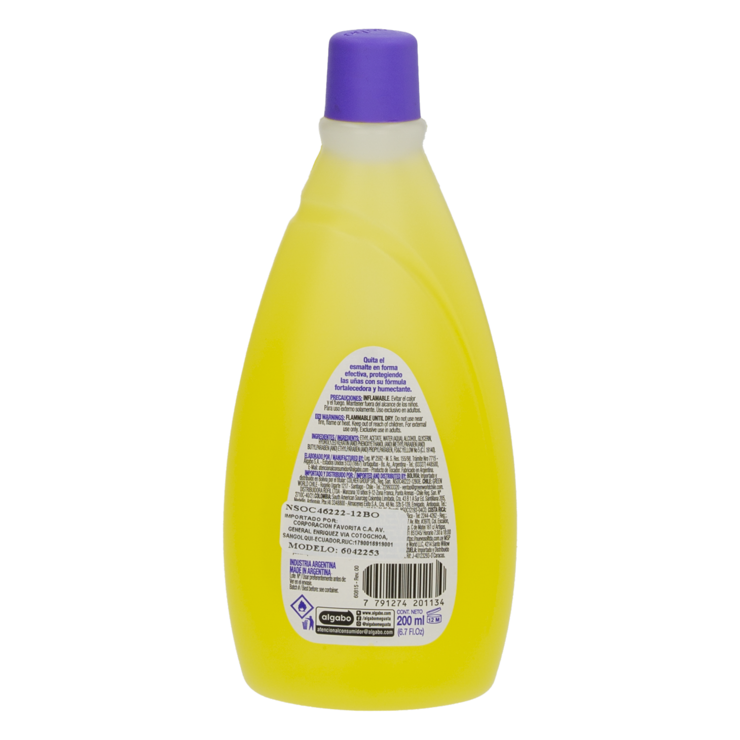 Quita Esmalte Fortalecedor ALGABO 200 Ml