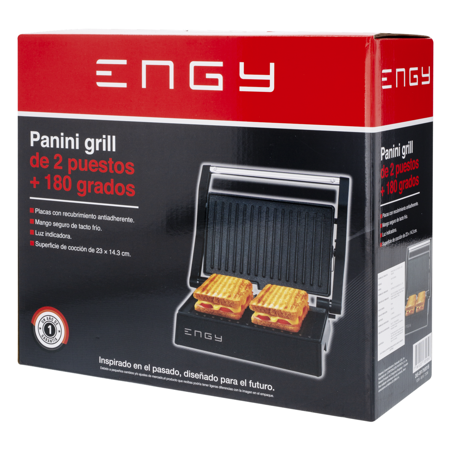 Sanduchera Panini De 2 Panes ENGY 180 Watts