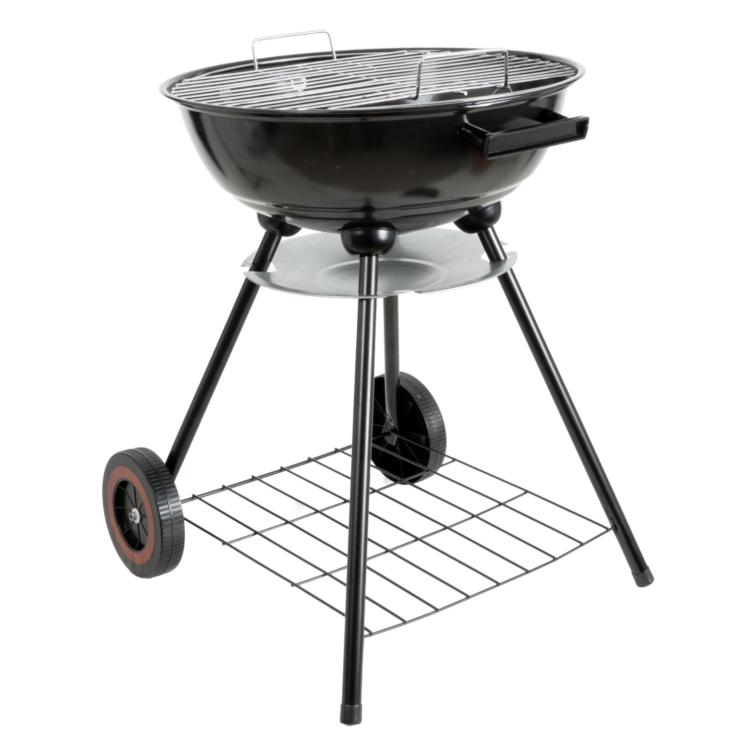 Parrilla BBQ Negro Circular Con Tapa Ruedas SMOCKER JOB 43X16 Cm