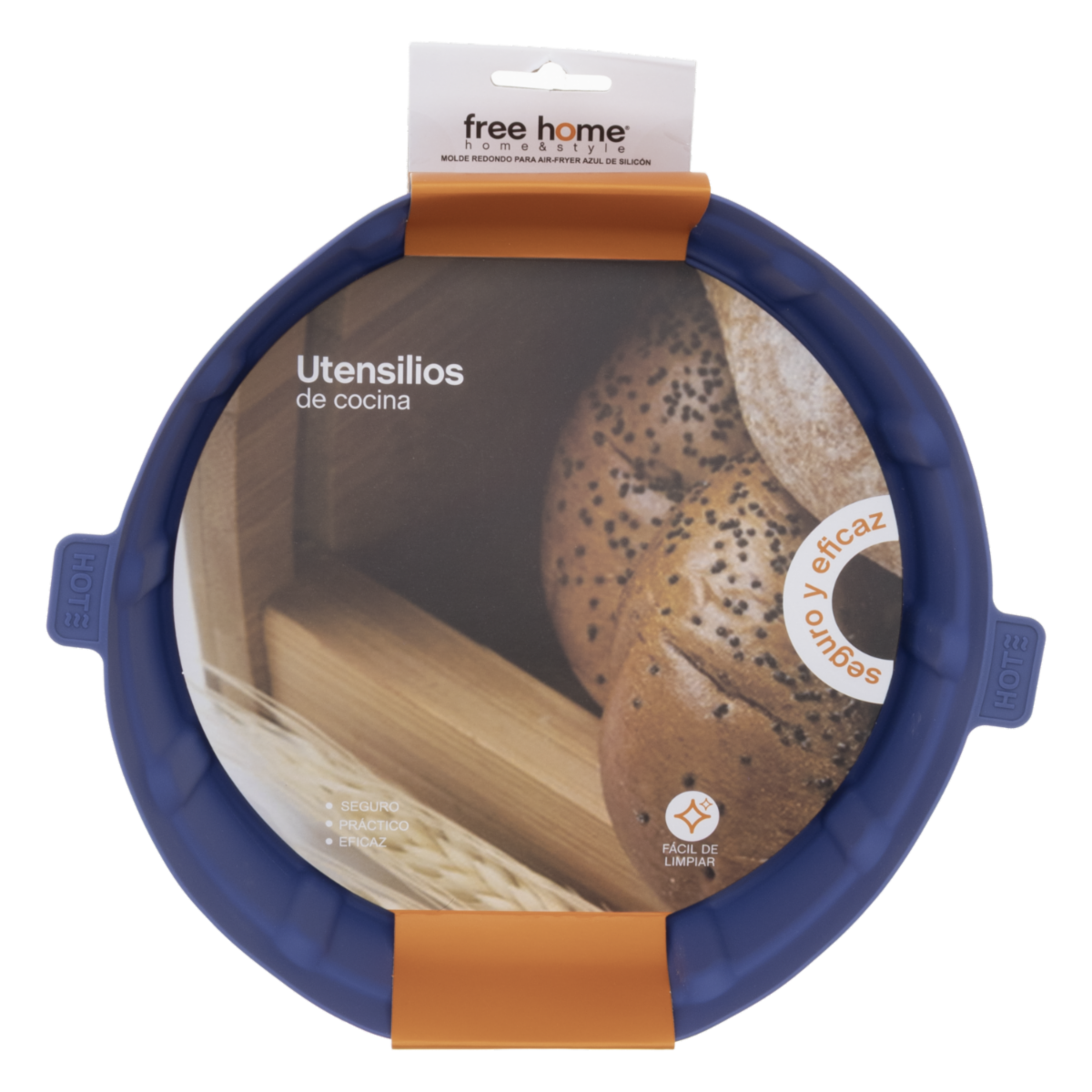 Molde Para Air Fryer De Silicón Azul FREE HOME Redondo