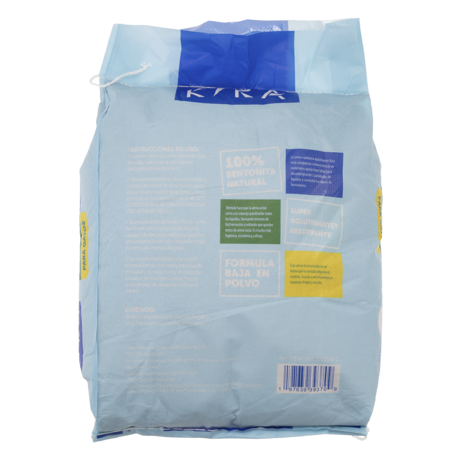 Arena Para Gato Aglutinante Aroma Baby Powder KIRA 10 Kg