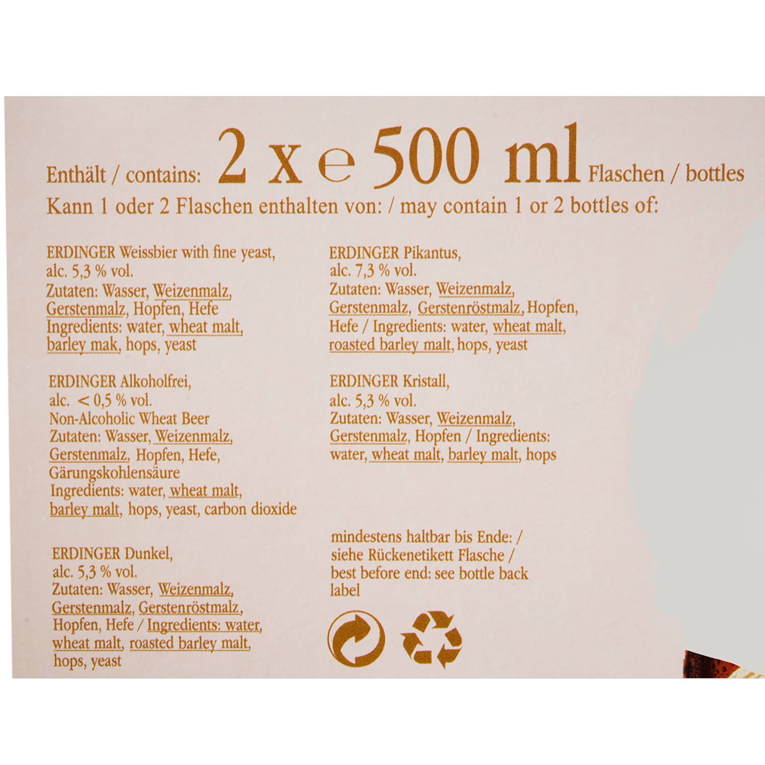 Cerveza Erdinger Pack + Copa ERDINGER 2 X 500 ml