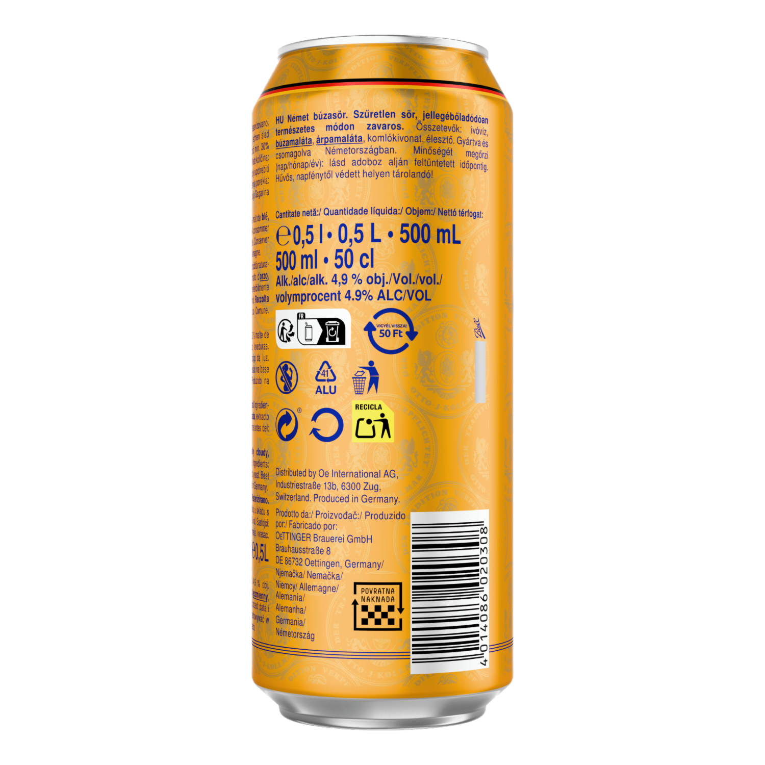 Cerveza Alemana Weissbier OETTINGER 500 Ml