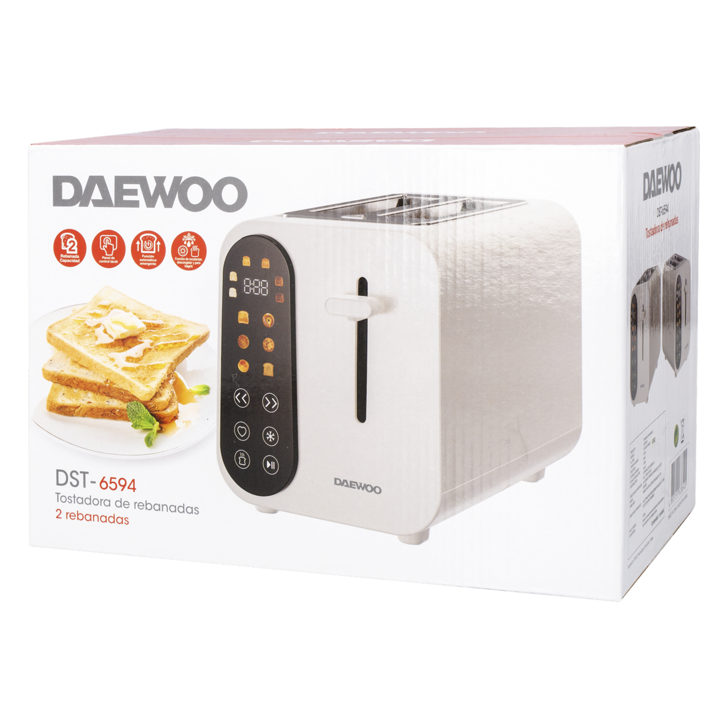 Tostador De Pan Con Panel Digital DAEWOO 2 Rebanadas