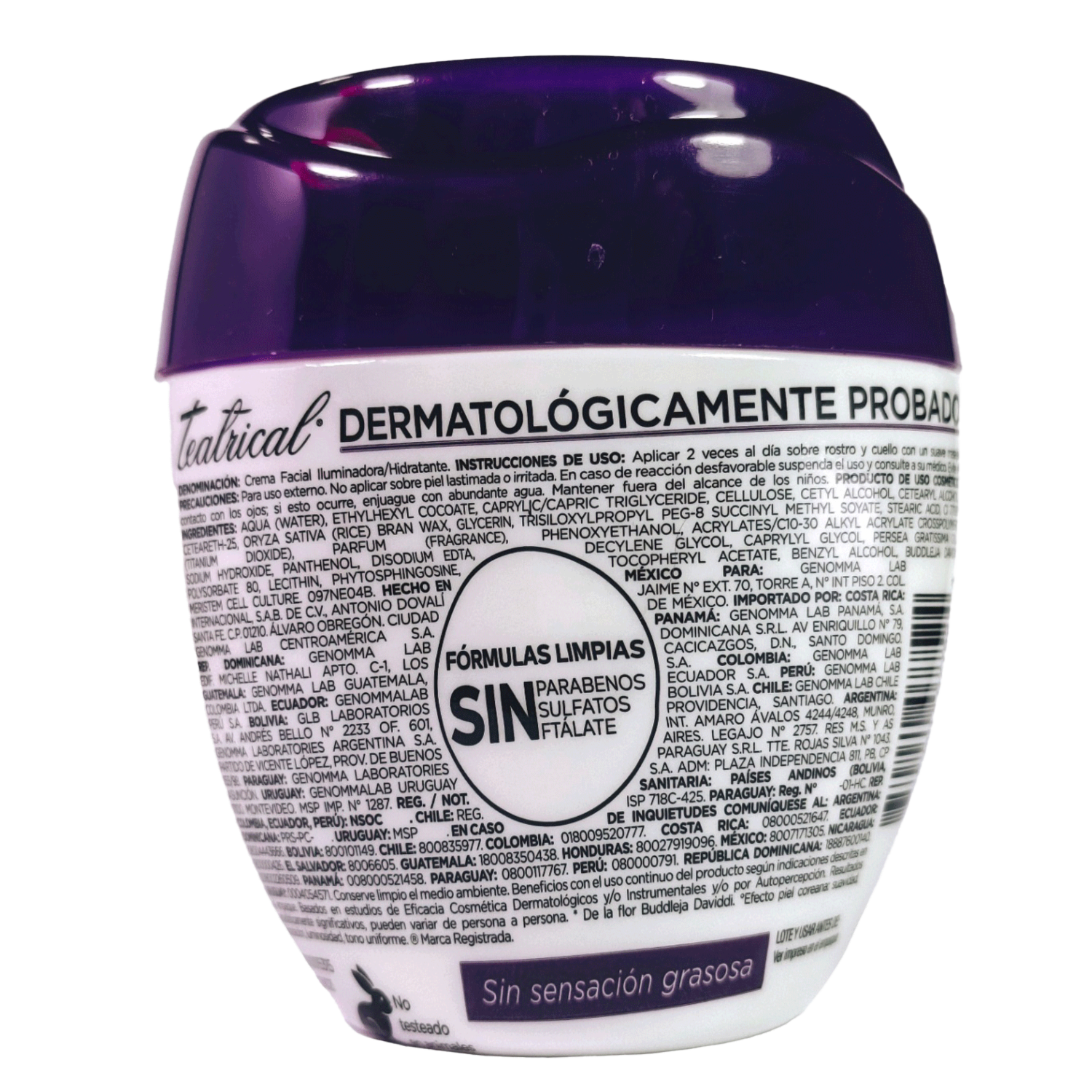 Crema Facial Efecto Coreano Iluminadora Hidratante TEATRICAL 100 G