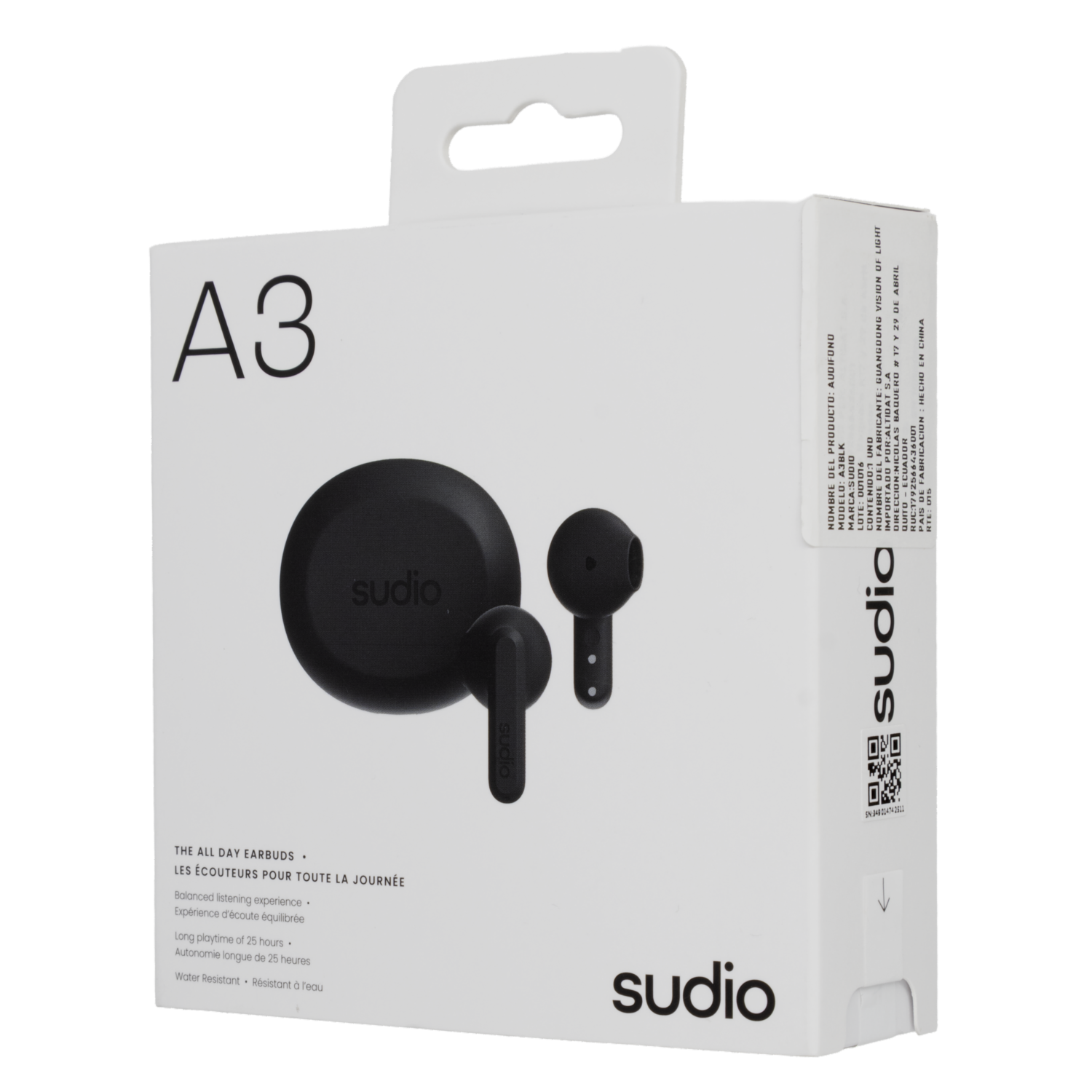 Audífonos In Ear Modelo A3 Midnight Black SUDIO Bluetooth 5,4