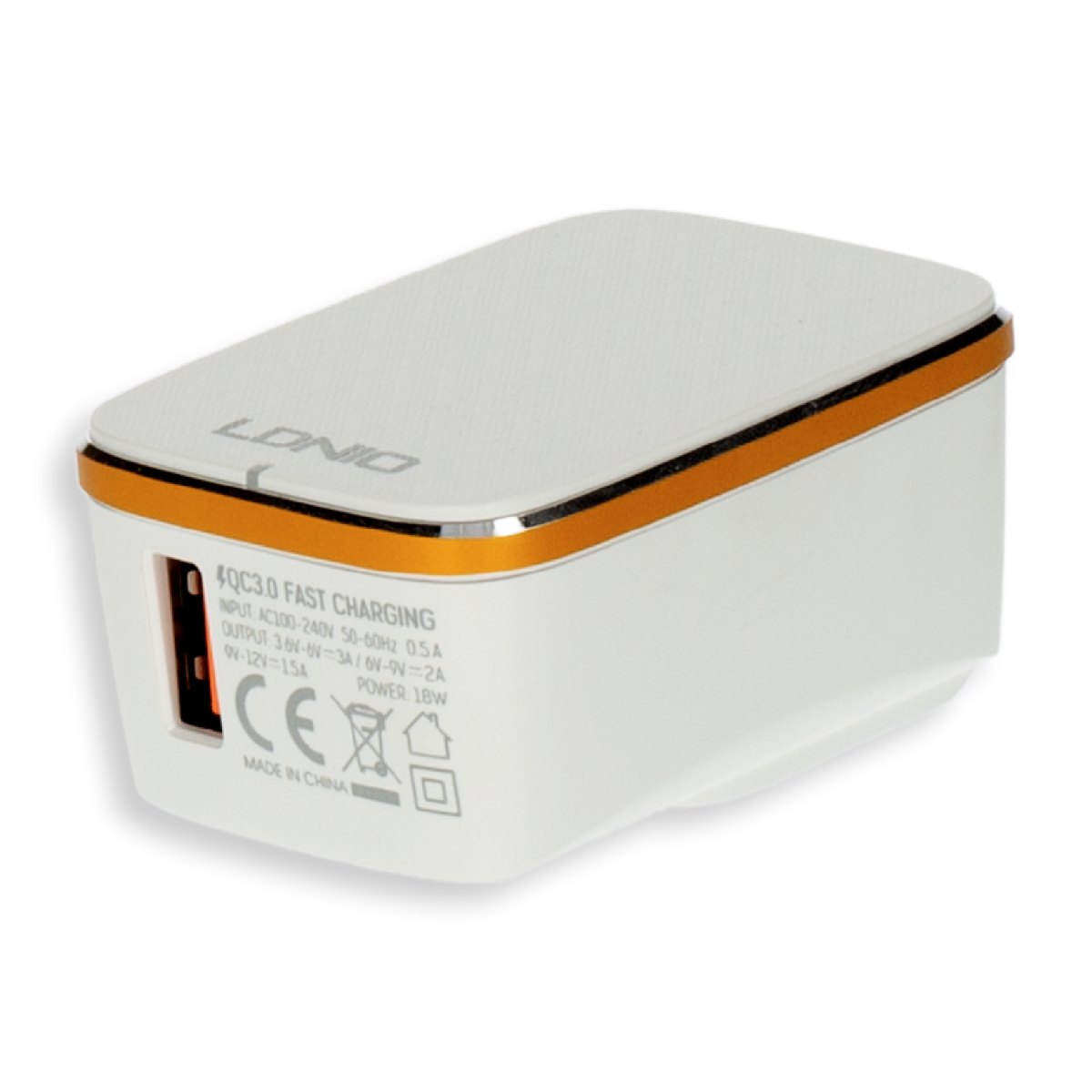 Cargador De Pared 1 USB-A + 1 Cable USB-C LDNIO 18 W
