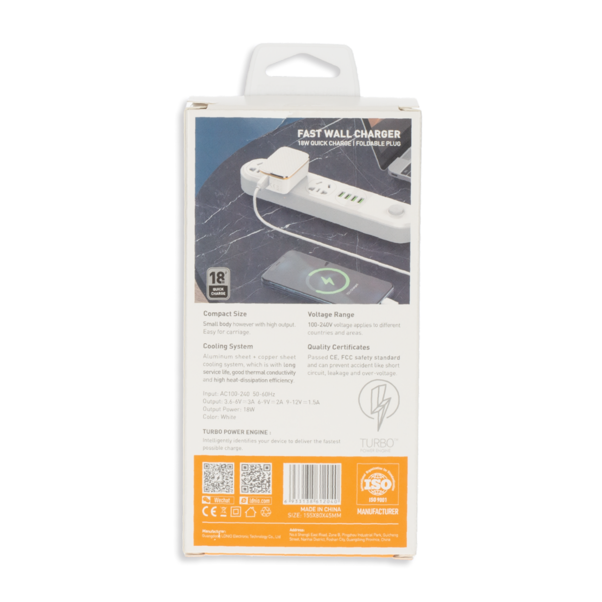 Cargador De Pared 1 USB-A + 1 Cable USB-C LDNIO 18 W