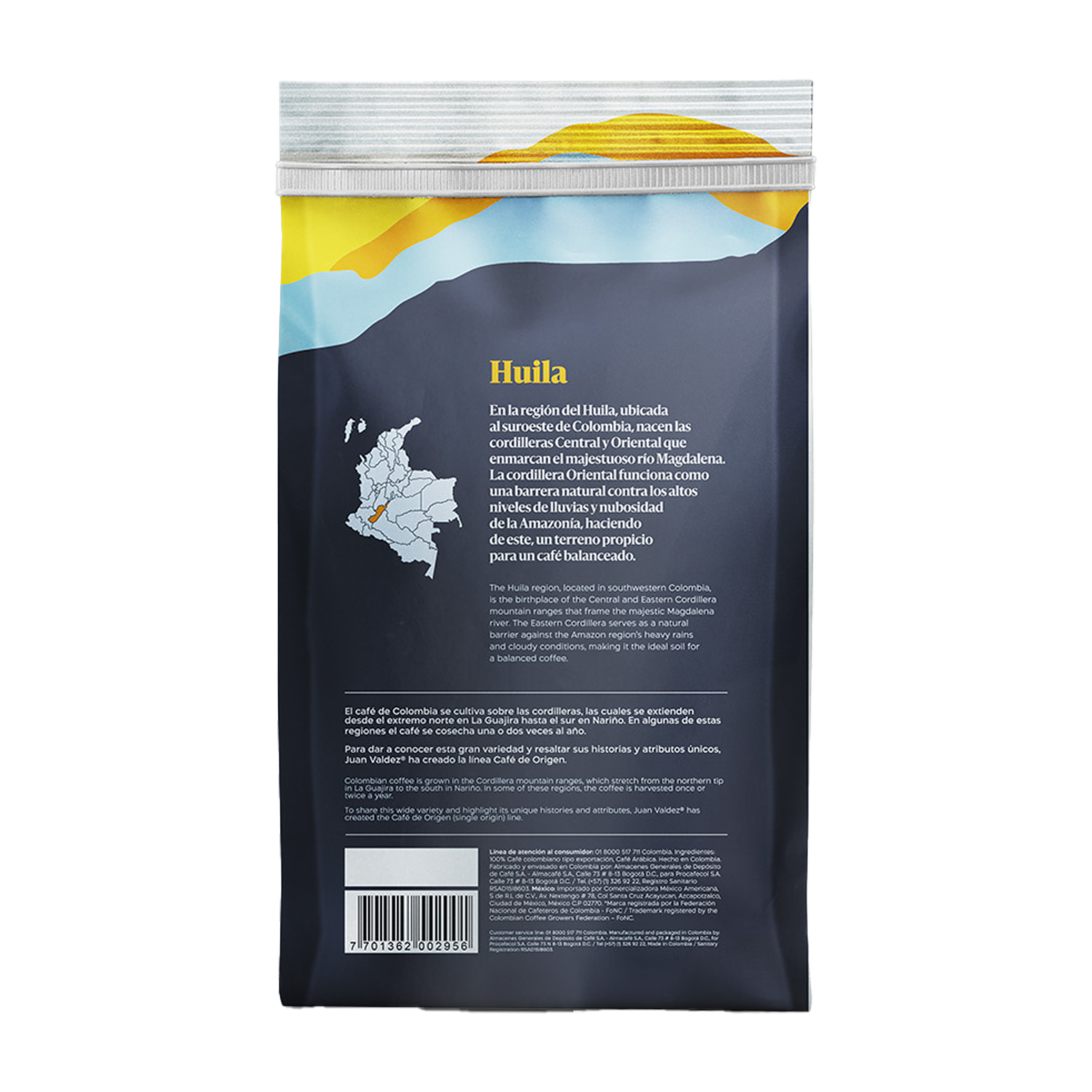 Café Tostado Y Molido Orígenes Huila JUAN VALDEZ 283 G