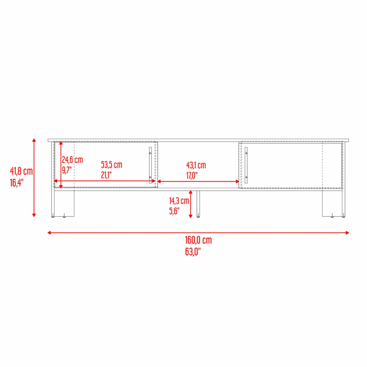 Rack De Tv Para 65″ Linea Dago Avellana Negro MÖBLART Mdf