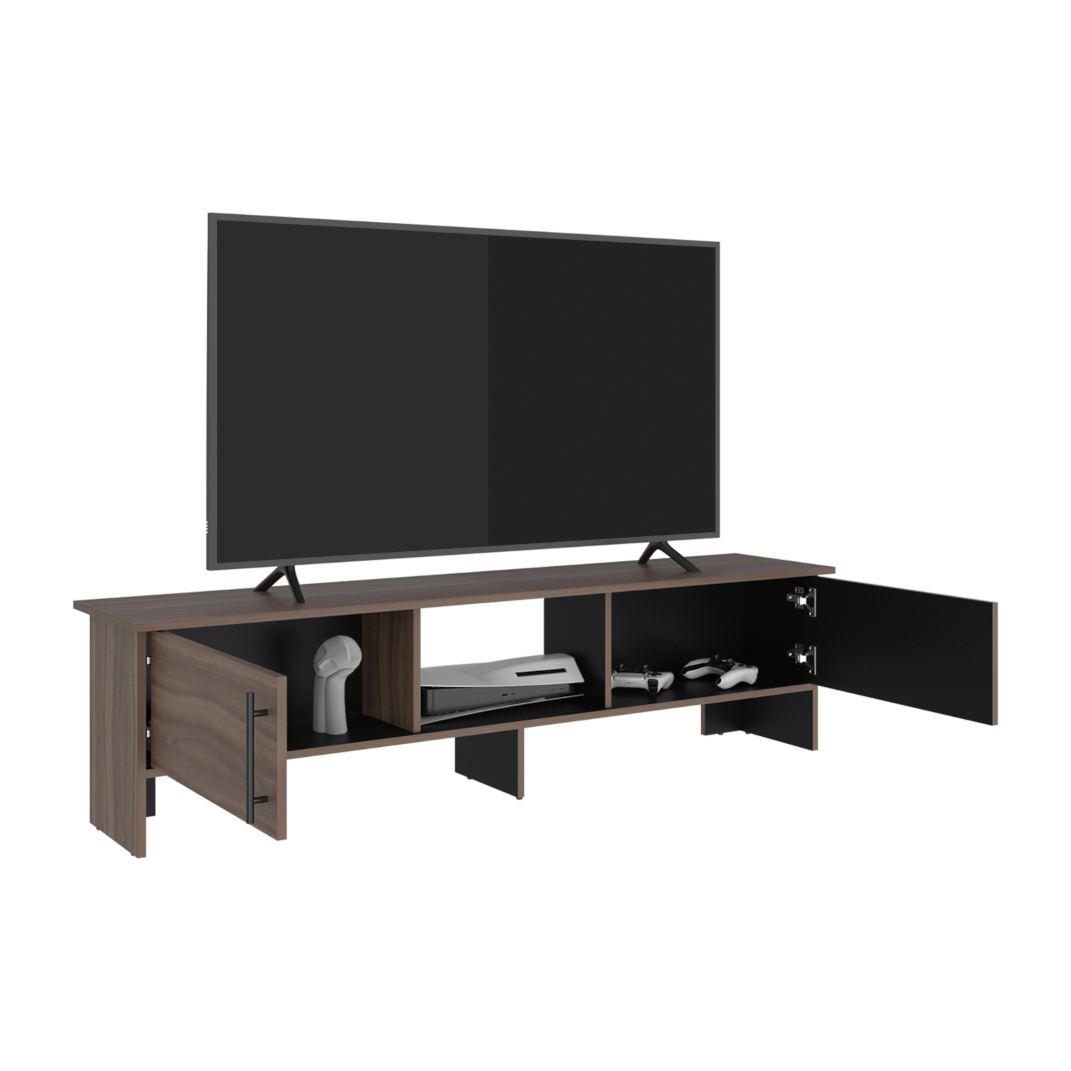 Rack De Tv Para 65″ Linea Dago Avellana Negro MÖBLART Mdf