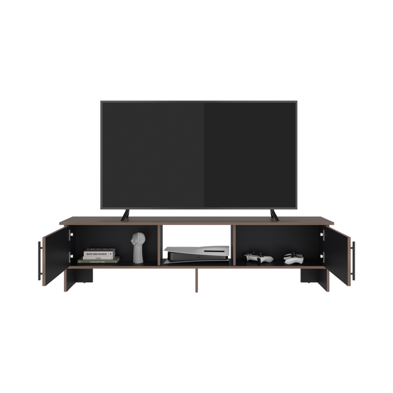 Rack De Tv Para 65″ Linea Dago Avellana Negro MÖBLART Mdf