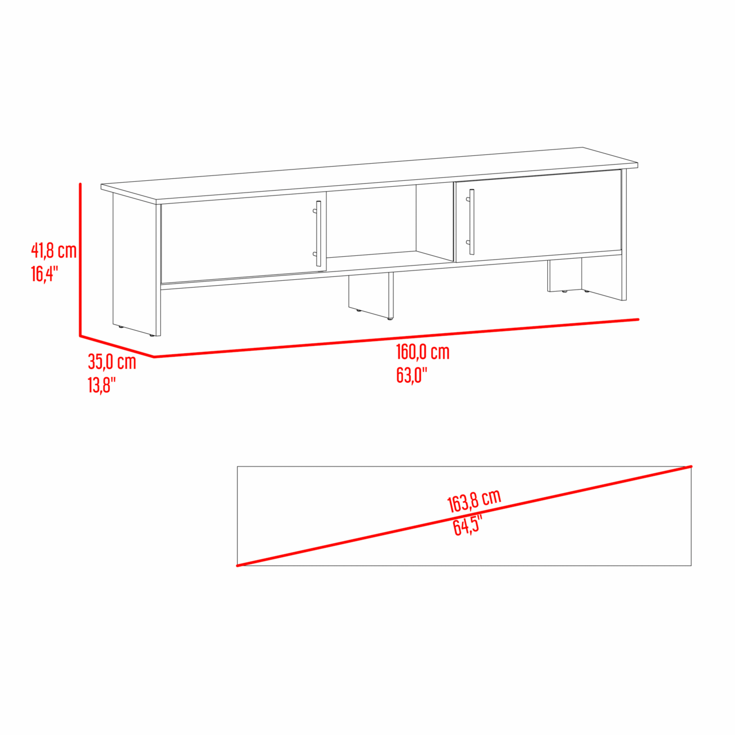 Rack De Tv Para 65″ Linea Dago Avellana Negro MÖBLART Mdf