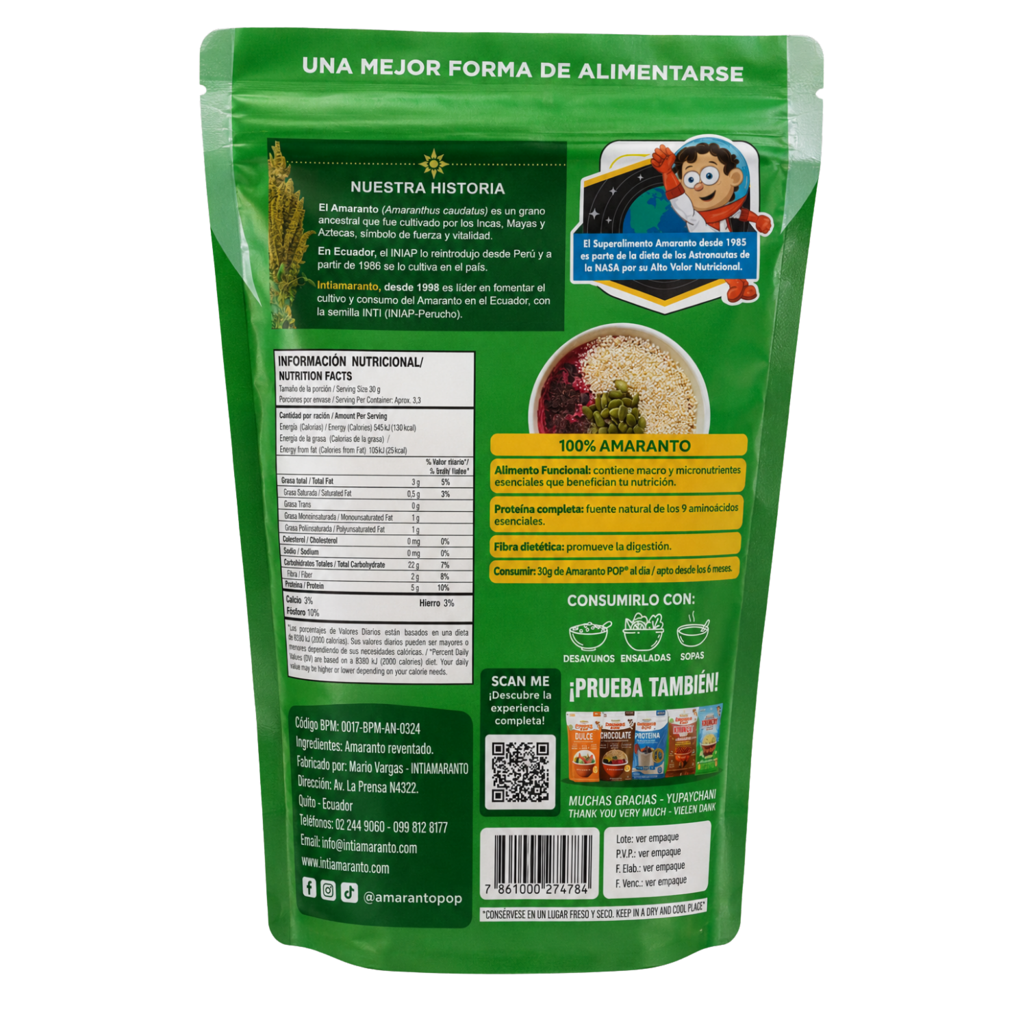 Amaranto Pop Original Sin Gluten INTIAMARANTO 100 G