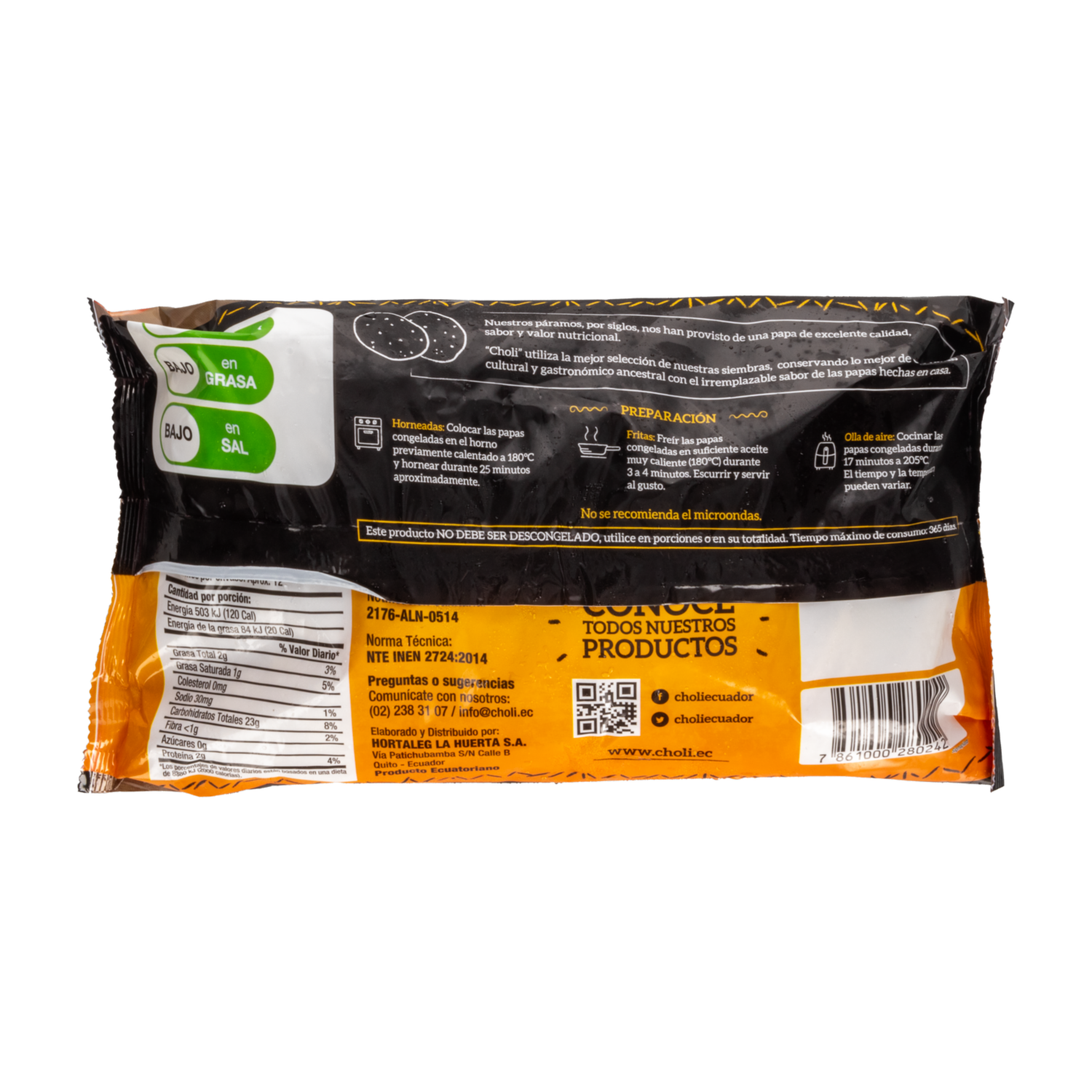 Papas Prefritas Congeladas Corte Recto CHOLI 1 Kg