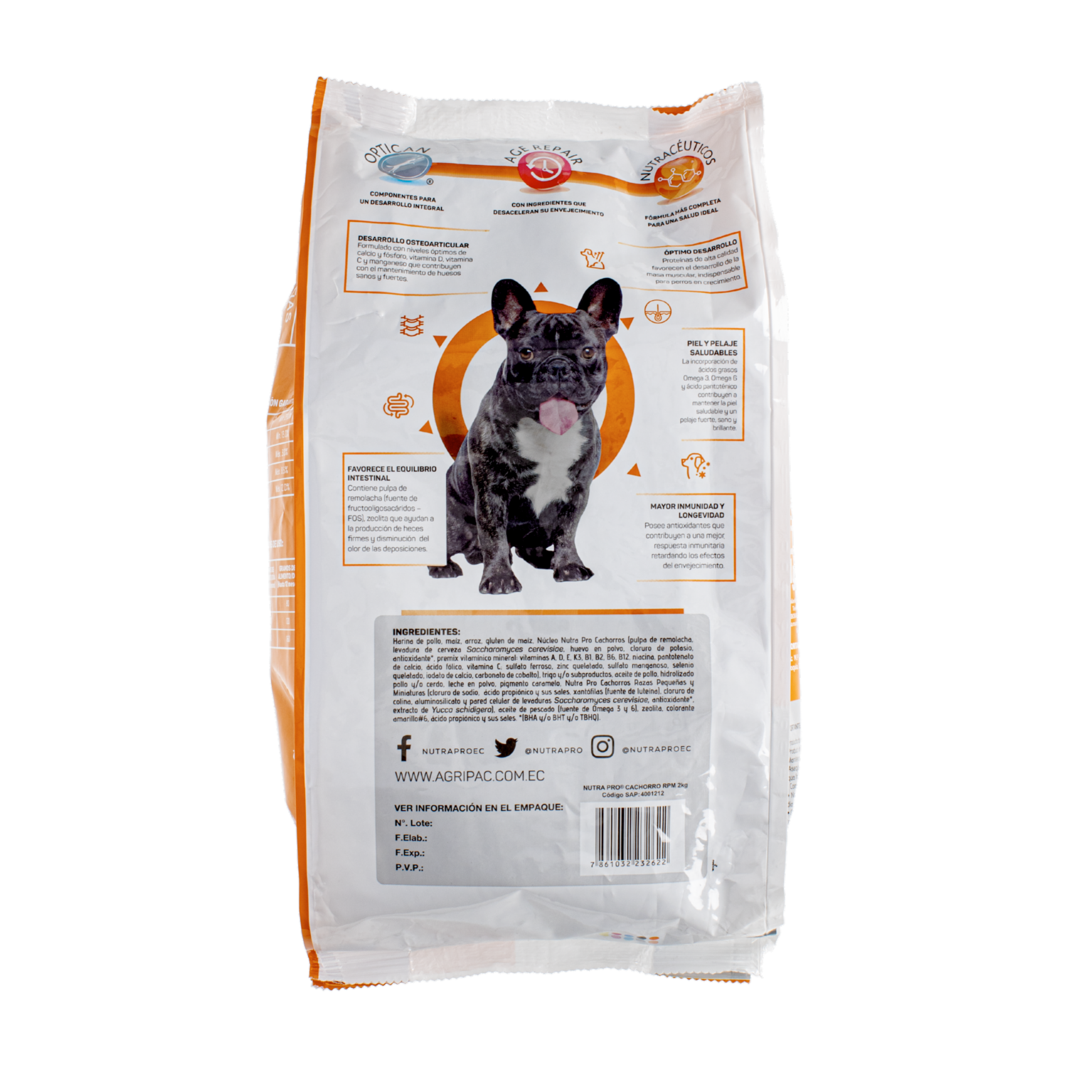 Alimento Para Perros Cachorros Raza Pequeña Y Mediana NUTRAPRO 2 Kg