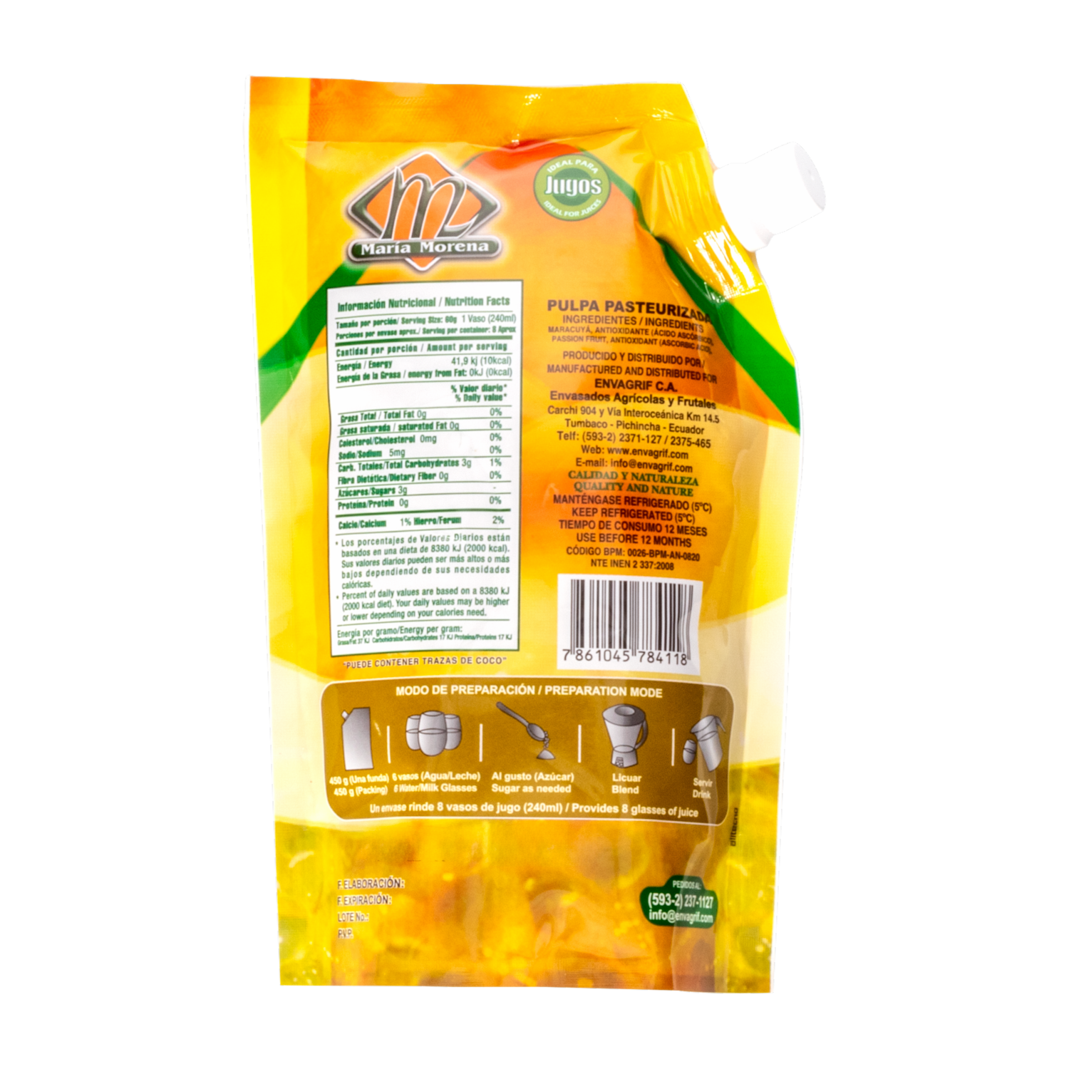 Pulpa De Maracuyá MARÍA MORENA 450 G