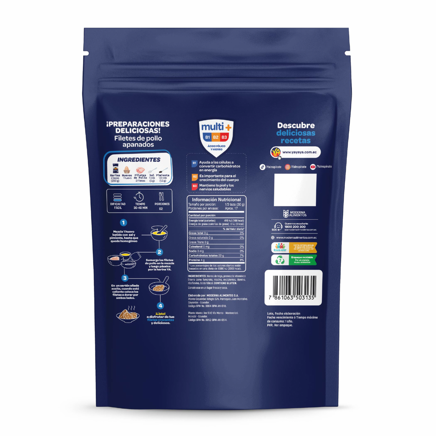 Harina De Trigo Sin Polvo Para Hornear YA 500 G