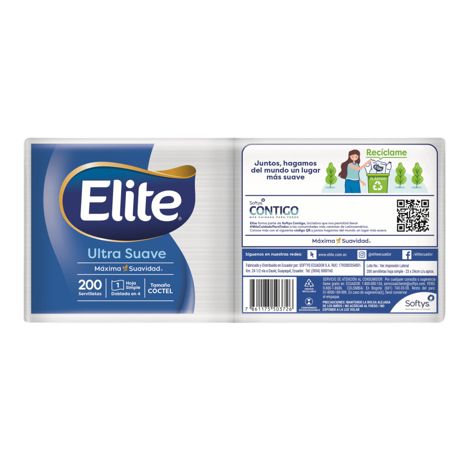 Servilletas De Coctel 23 X 24 Cm ELITE X 200 Uds