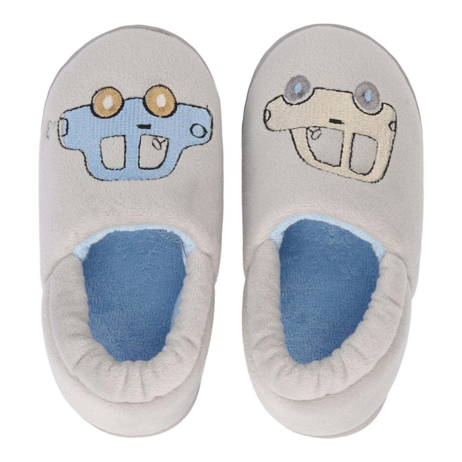 Pantuflas Bordadas Carritos Bebe Niño Color Gris CM ESENCIAL