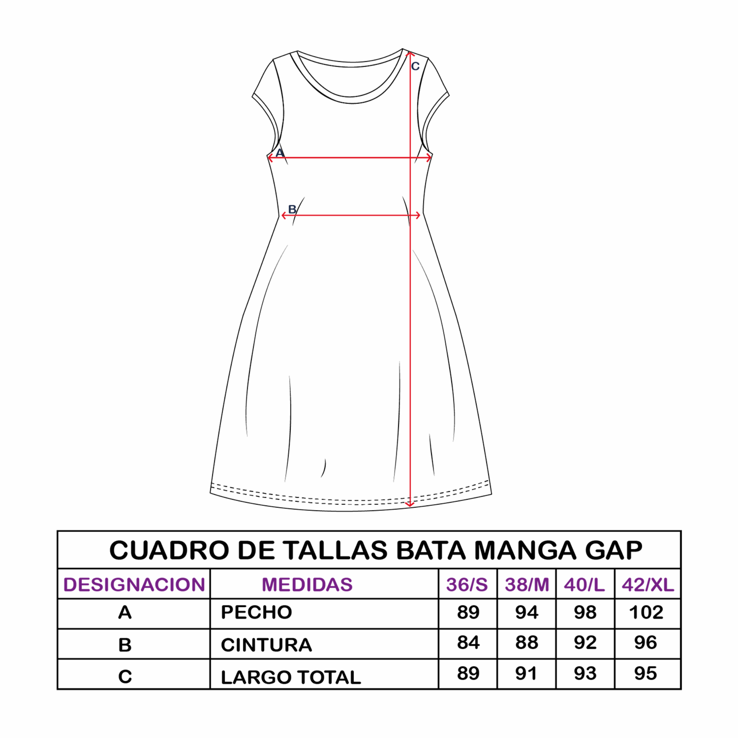 Pijama Bata Cuello Redondo Manga Gap GK BASIC