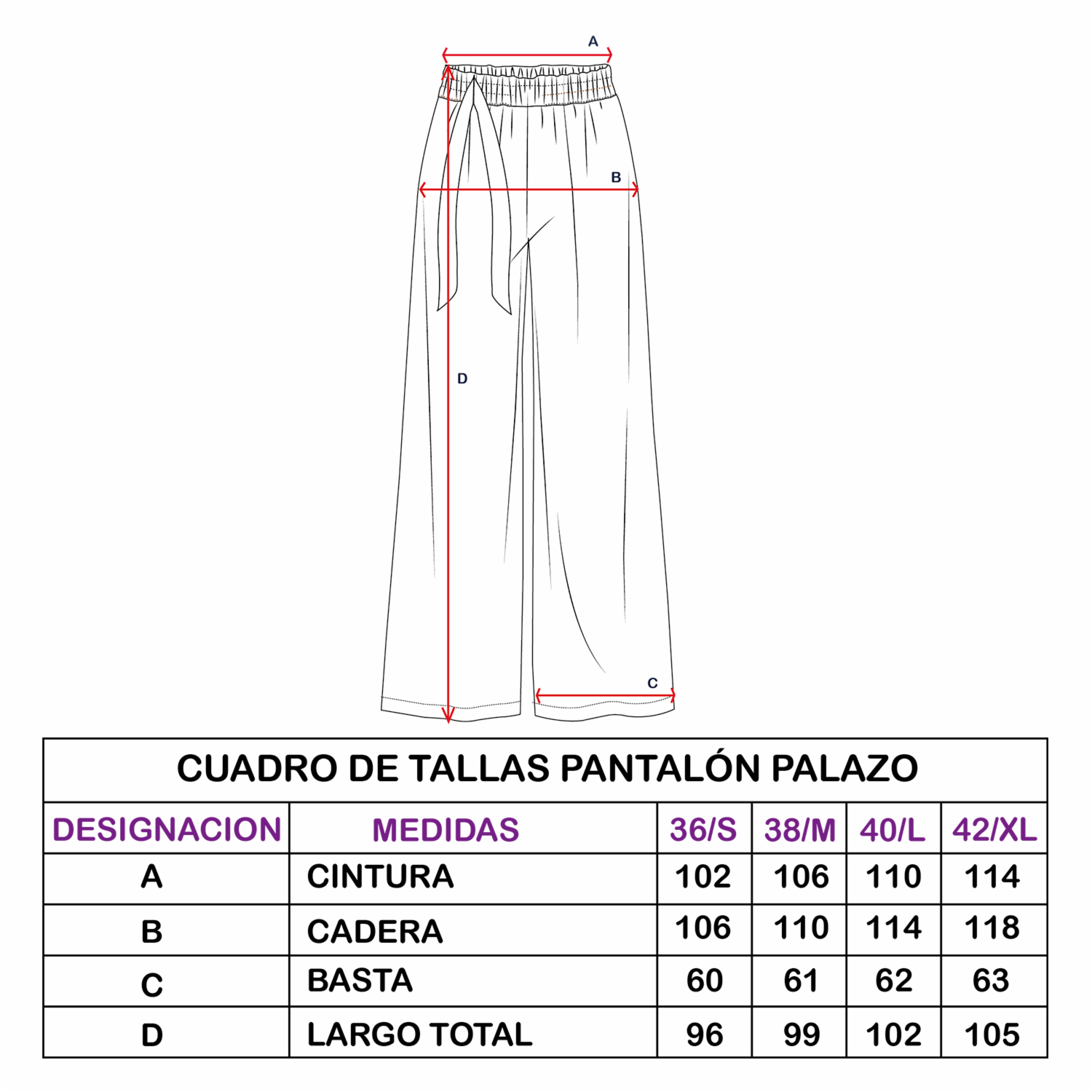 Pantalón Palazzo Con Pretina Al Costado GK BASIC