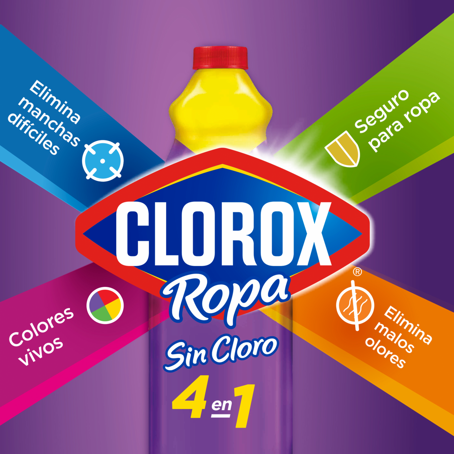 Quitamanchas Líquido Sin Cloro 4 En 1 Para Ropa De Color CLOROX Doypack X300 Ml