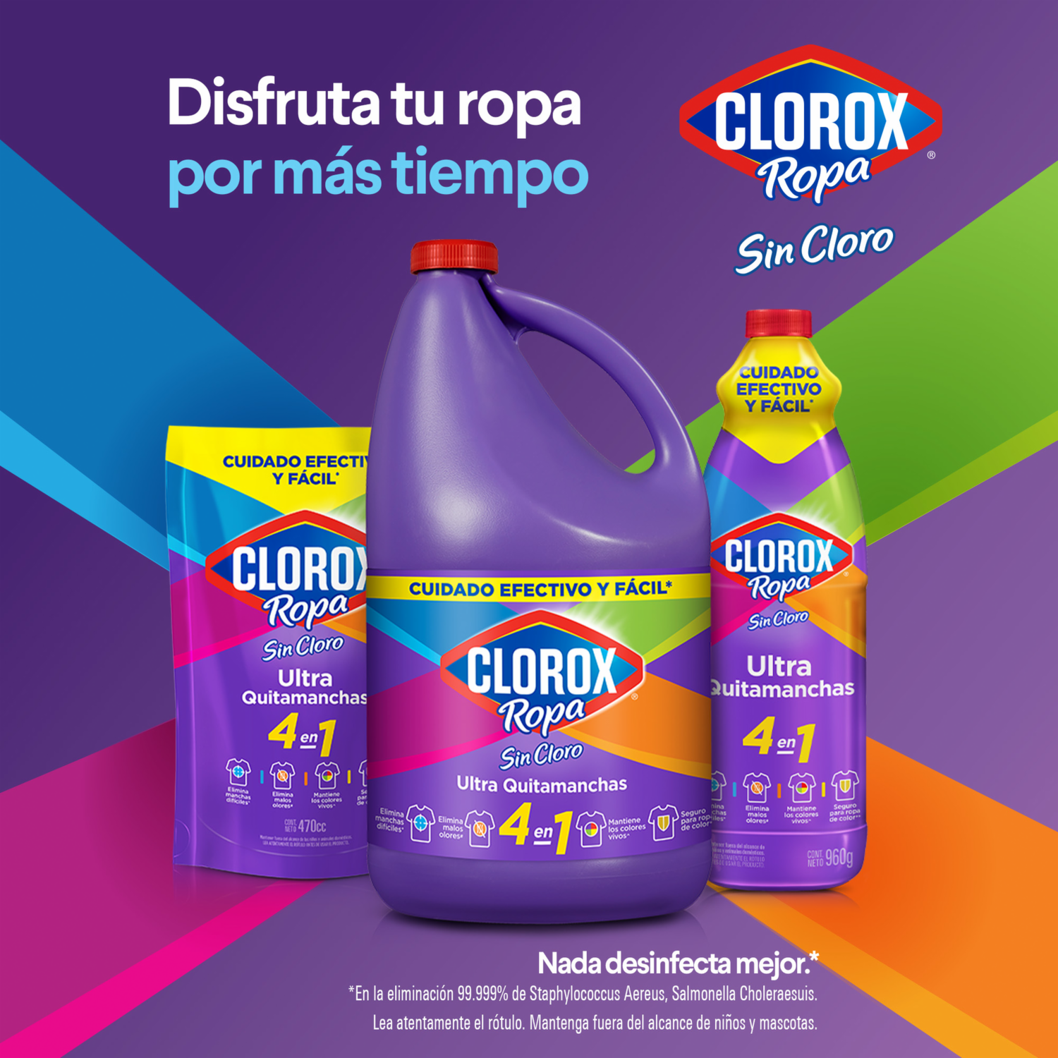 Quitamanchas Líquido Sin Cloro 4 En 1 Para Ropa De Color CLOROX Doypack X300 Ml