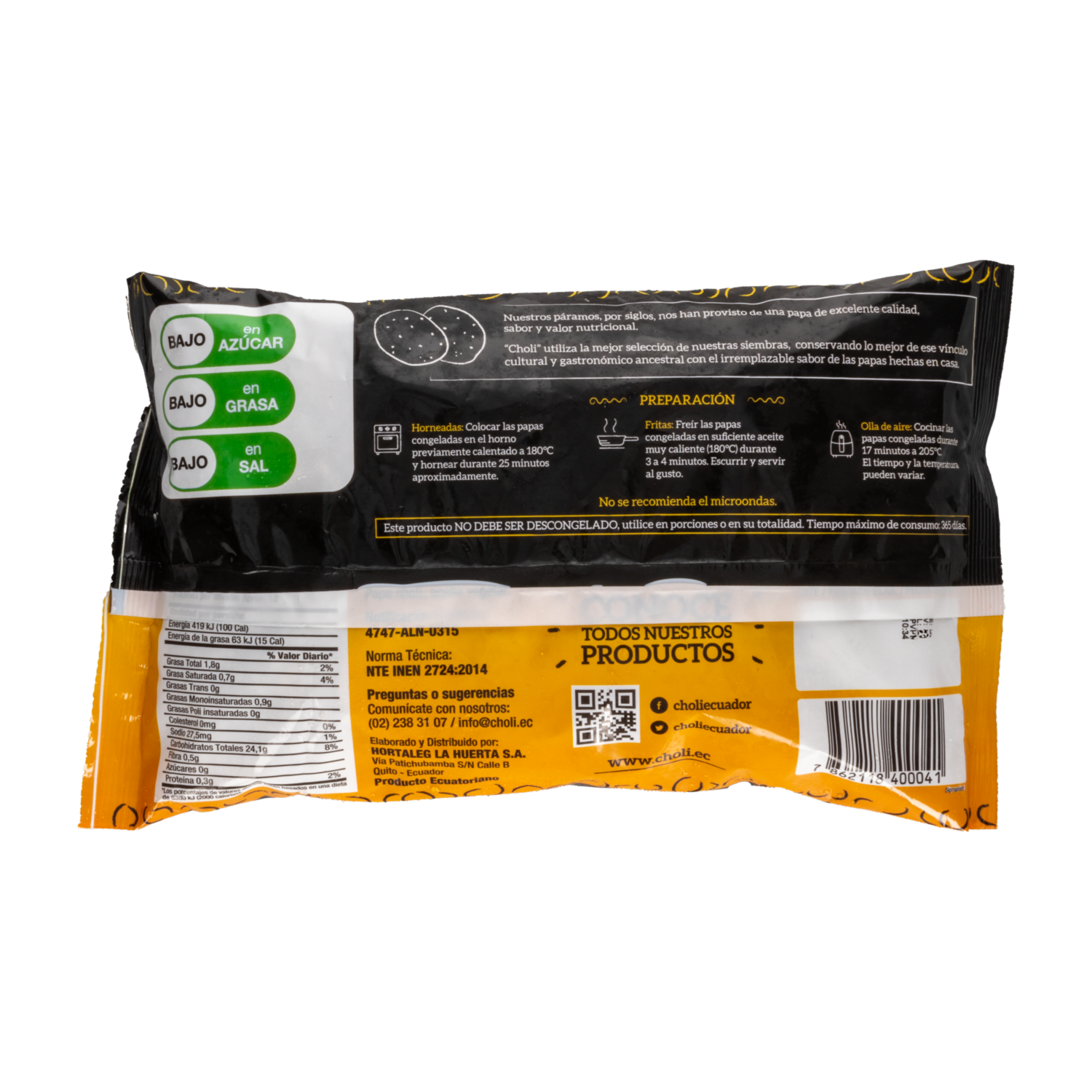Papas Prefritas Rústicas Con Cáscara CHOLI 1 Kg