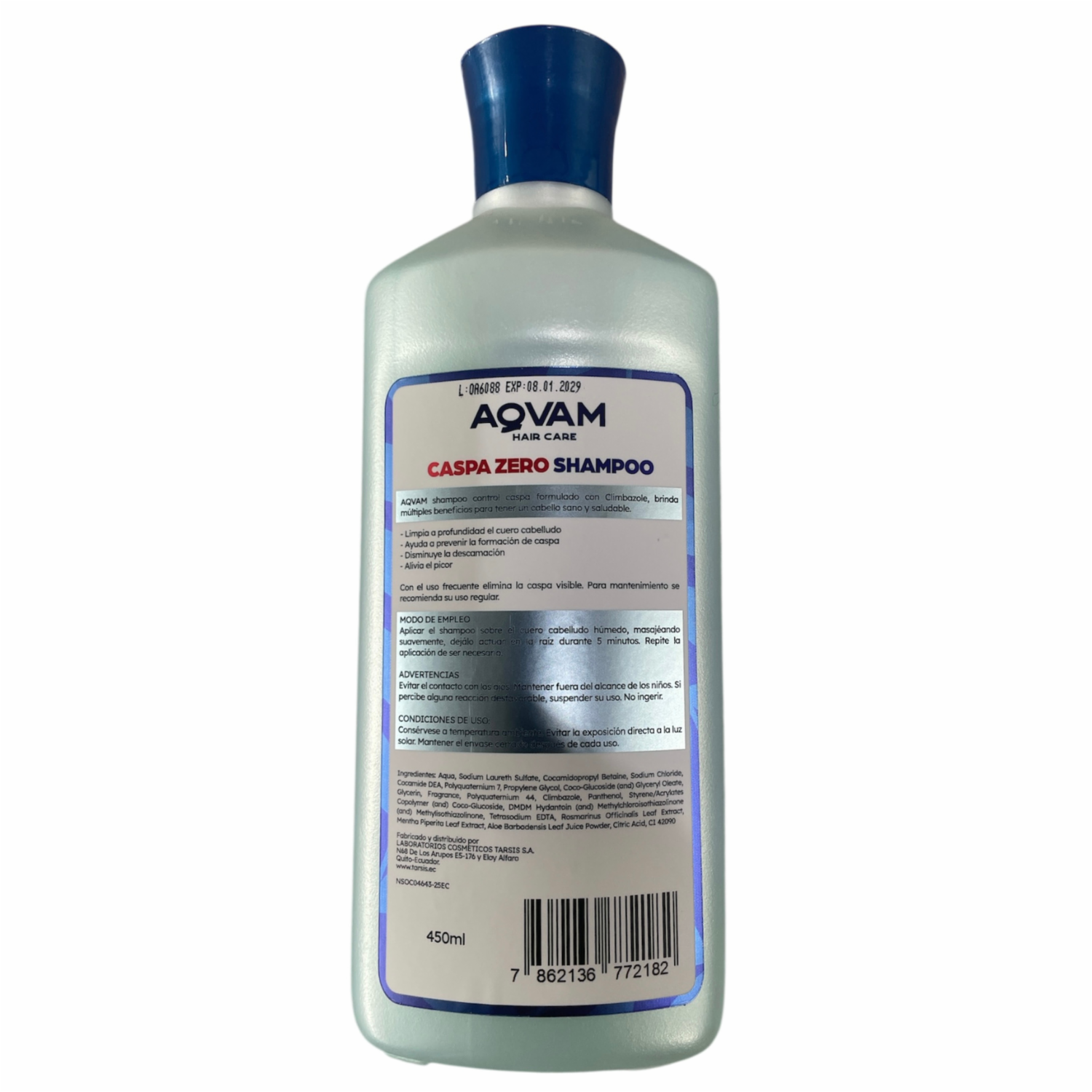 Shampoo Para Cabello Caspa Zero Control Caspa Y Limpieza Profunda AQVAM 450 Ml