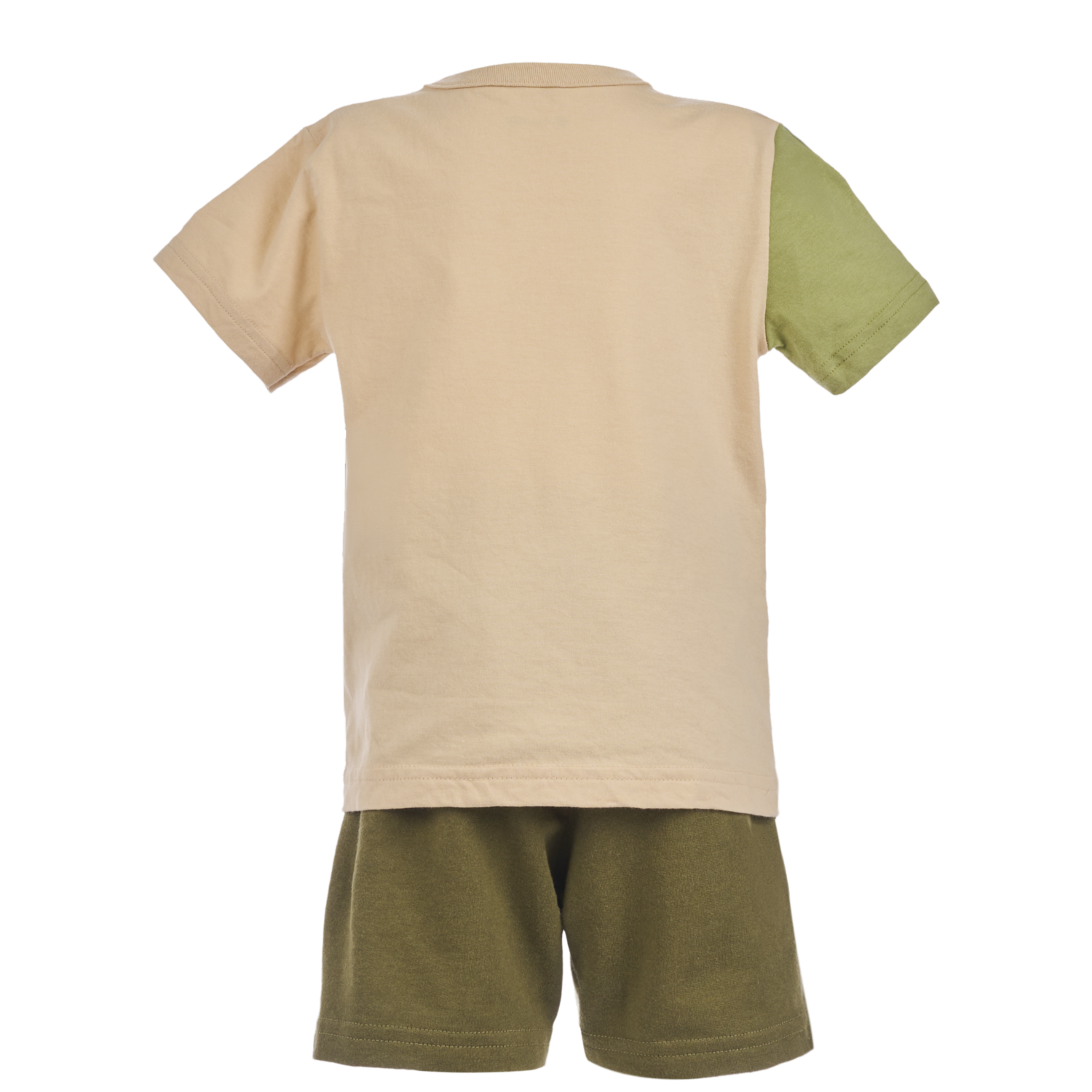Conjunto Manga Corta Y Short Cocodrilo Para Bebé Niño Camel Y Verde BRANDILLI