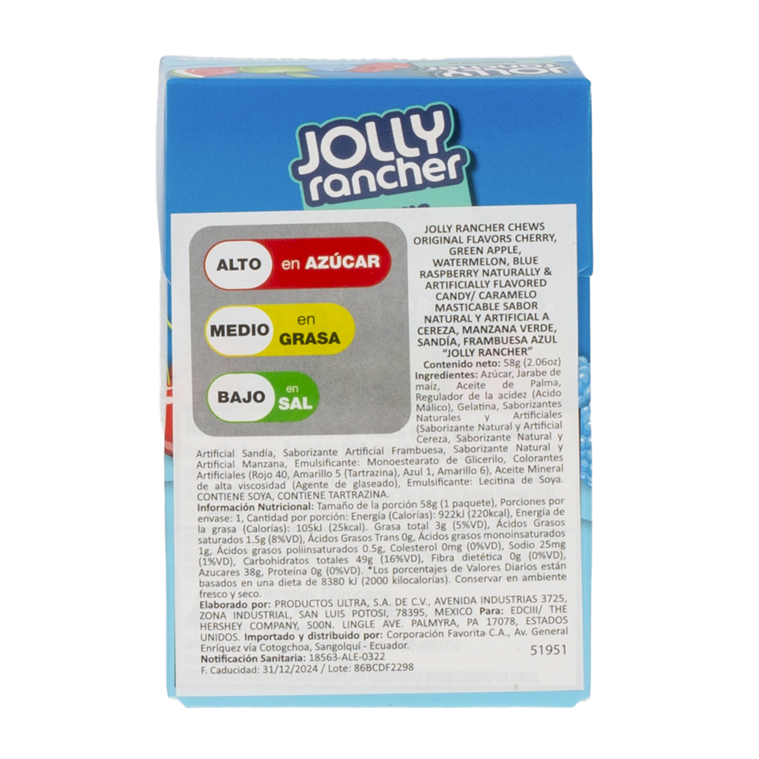 Caramelos Masticables Sabores Surtidos A Frutas JOLLY RANCHER Caja De 58 G